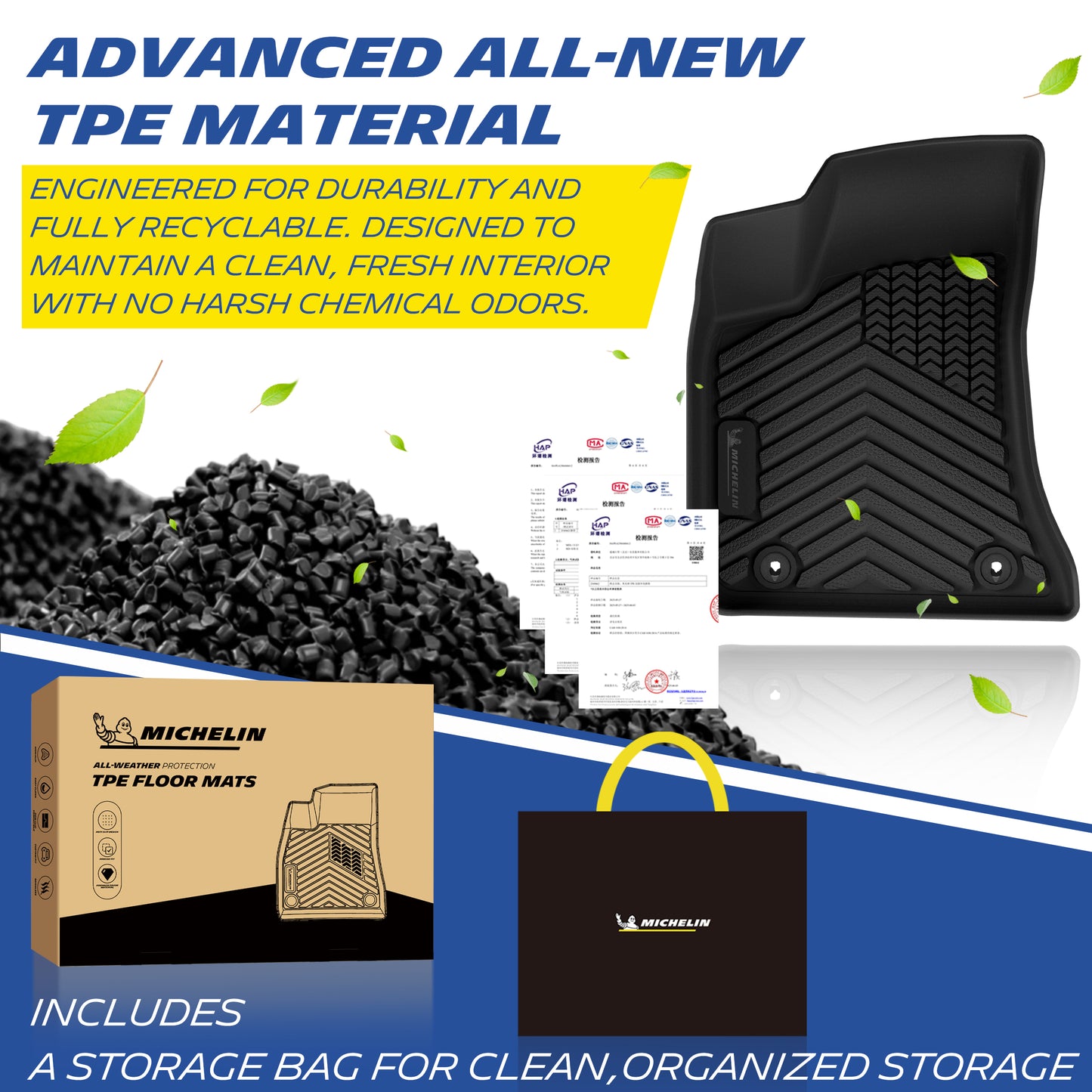 Michelin TPE all-weather floor mats, odor-free and recyclable