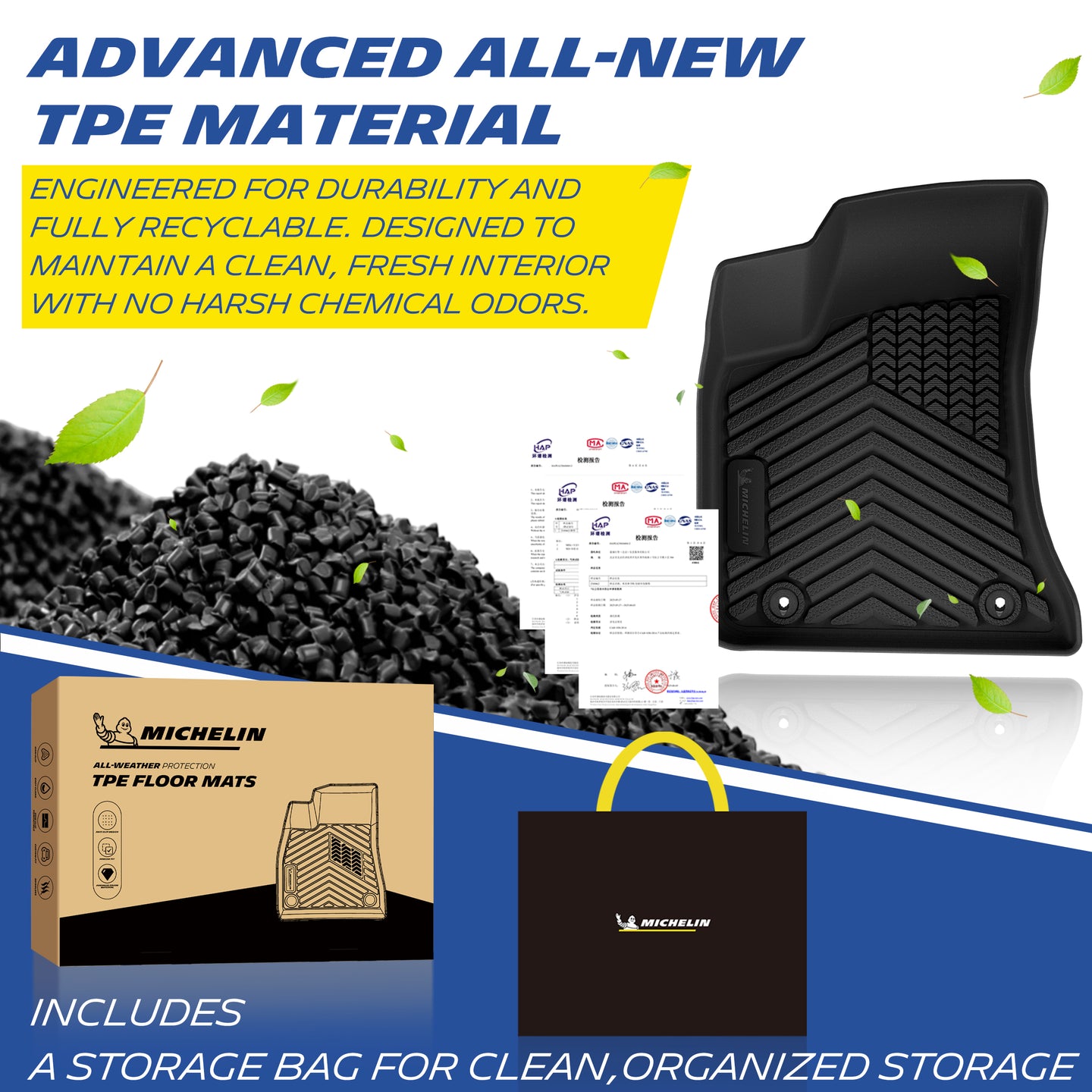 Michelin TPE all-weather floor mats, odor-free and recyclable