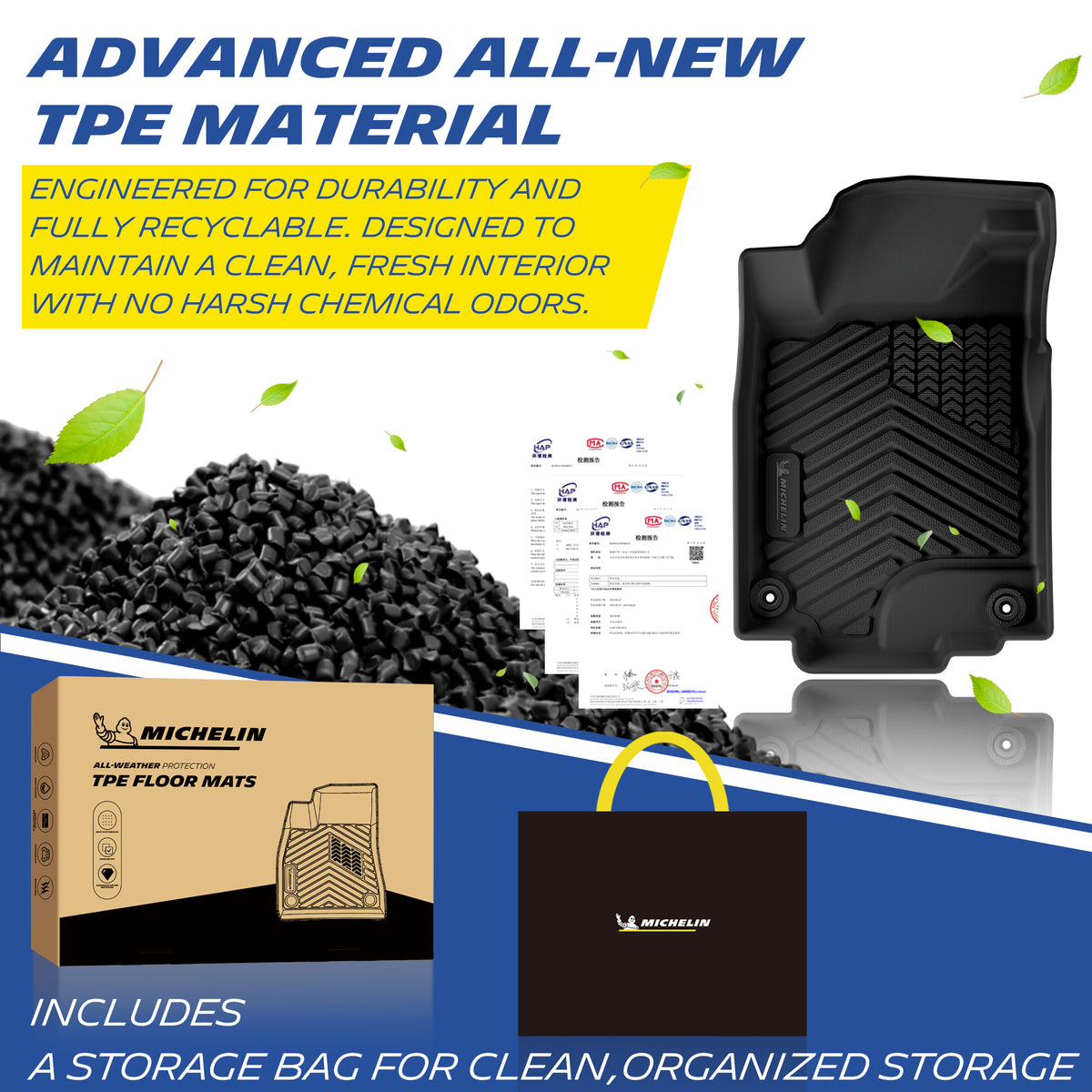 Michelin TPE all-weather floor mats, odor-free and recyclable