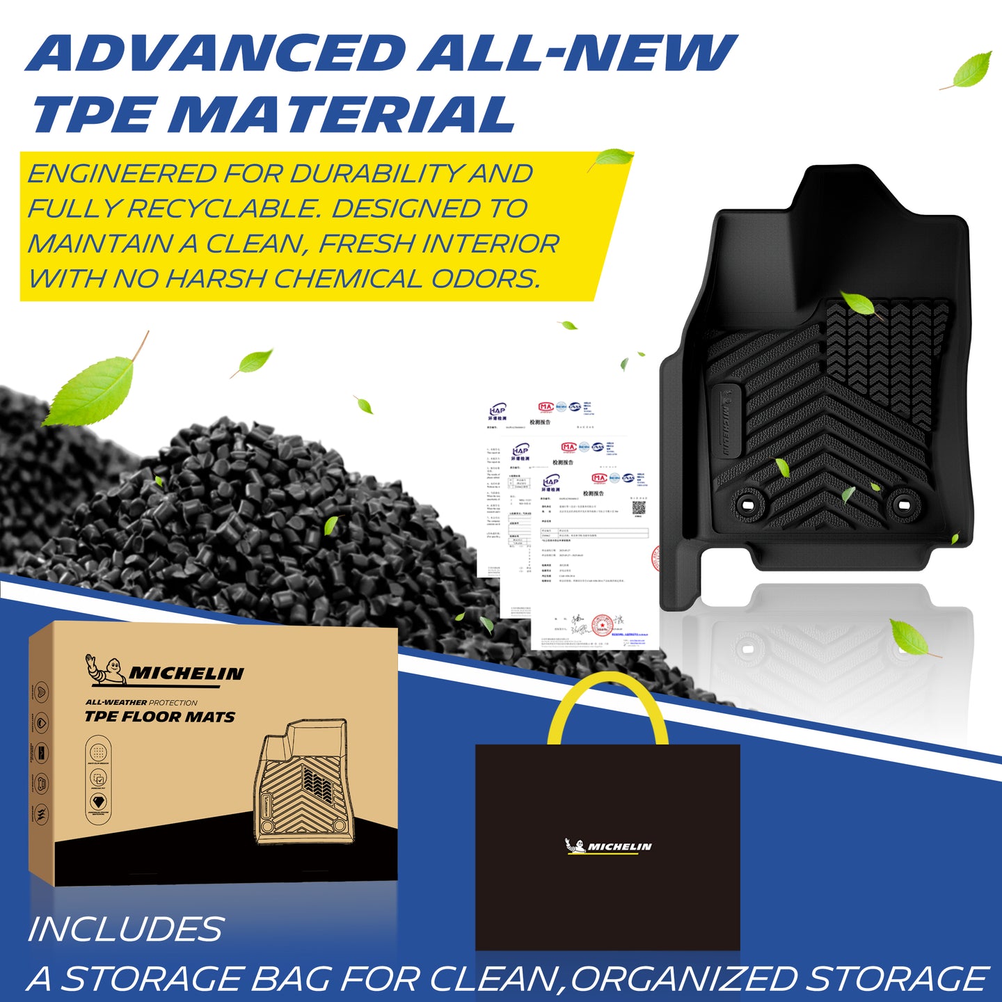 Michelin TPE all-weather floor mats, odor-free and recyclable