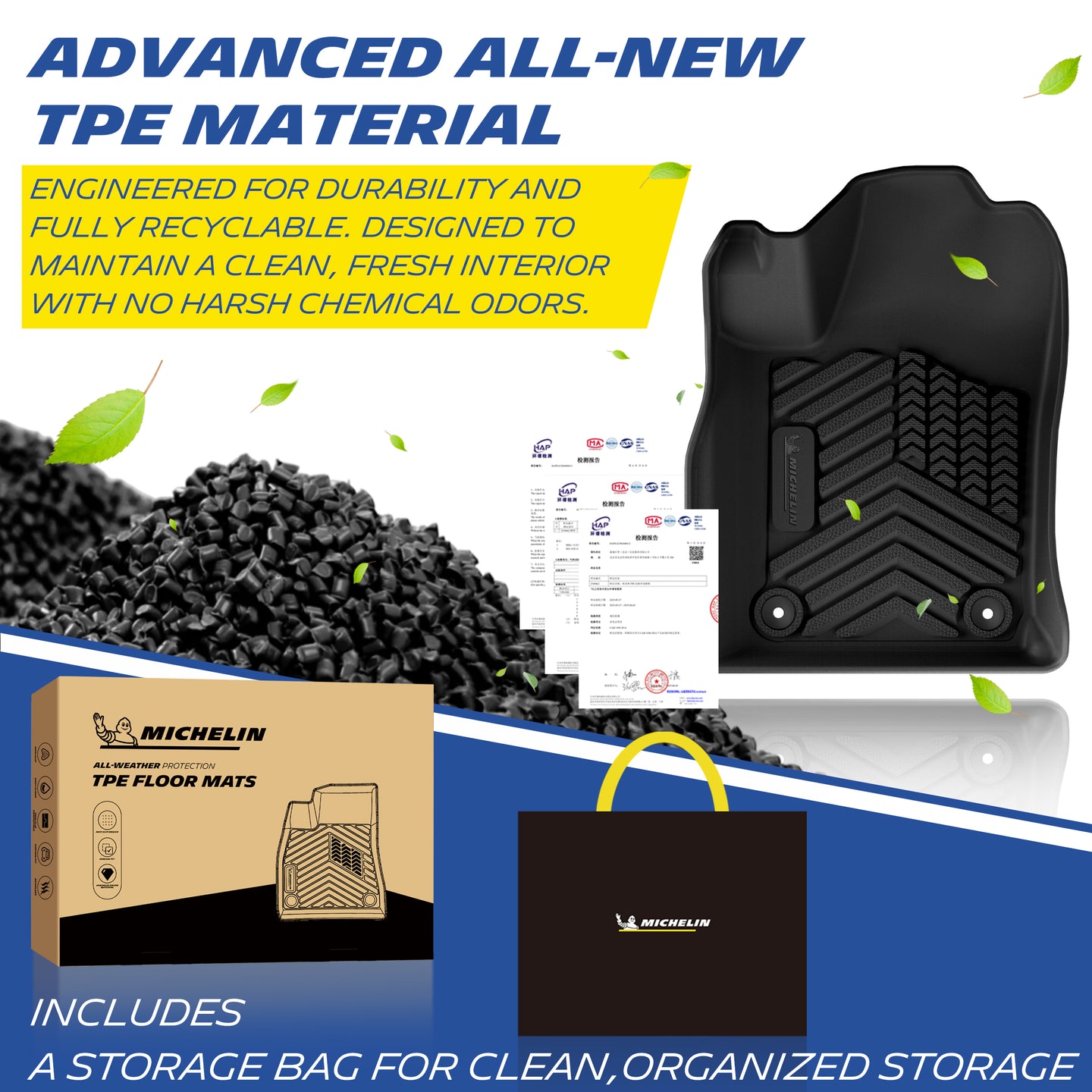 Michelin TPE all-weather floor mats, odor-free and recyclable