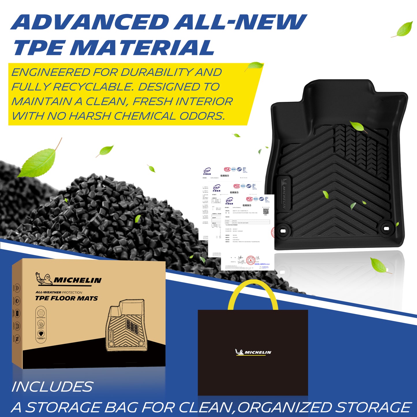 Michelin TPE all-weather floor mats, odor-free and recyclable