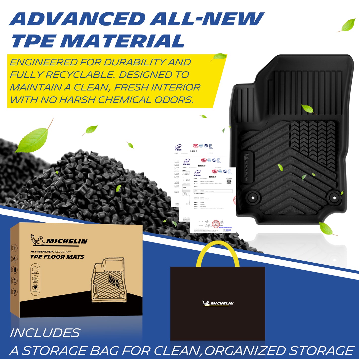 Michelin TPE all-weather floor mats, odor-free and recyclable