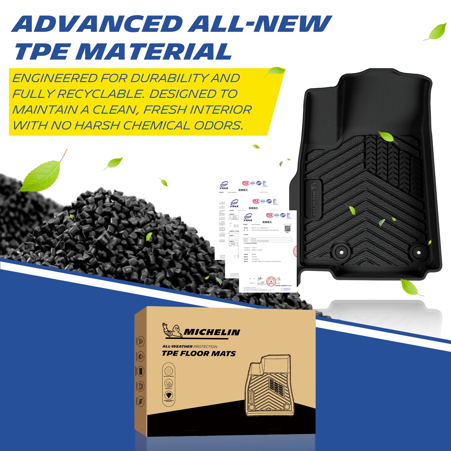 Michelin TPE all-weather floor mats, odor-free and recyclable