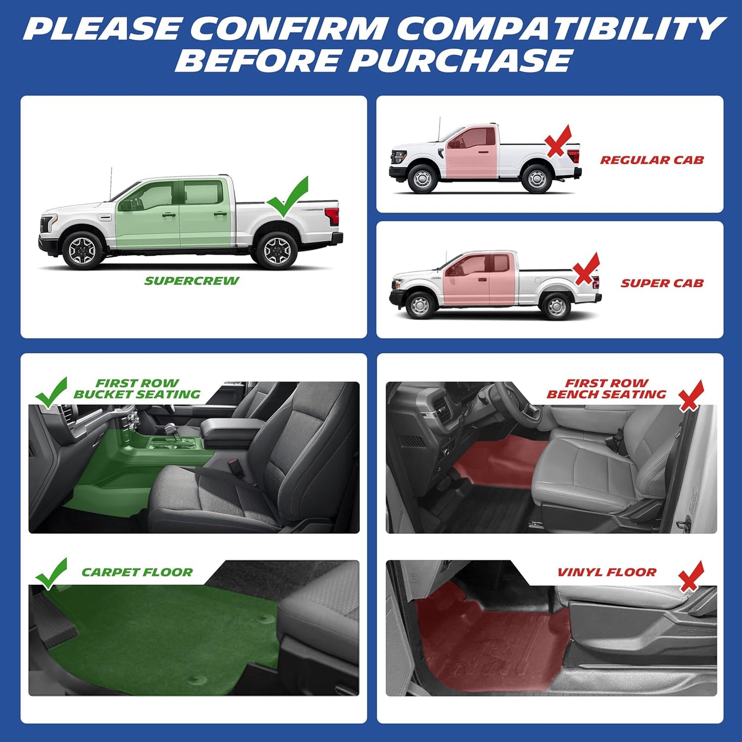Michelin Premier Front Floor Mats for Ford F-150 & Lightning (2015-2026) 2PCS