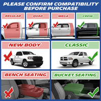 Michelin TPE floor mats, please confirm vehicle compatibility before purchase, available for Regular, Quad, Mega, and Crew cab types, New Body and Classic body styles, with Bench Seating and Bucket Seating options.