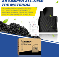 Advanced TPE material provides durable, recyclable, and odor-free protection for a cleaner vehicle interior.