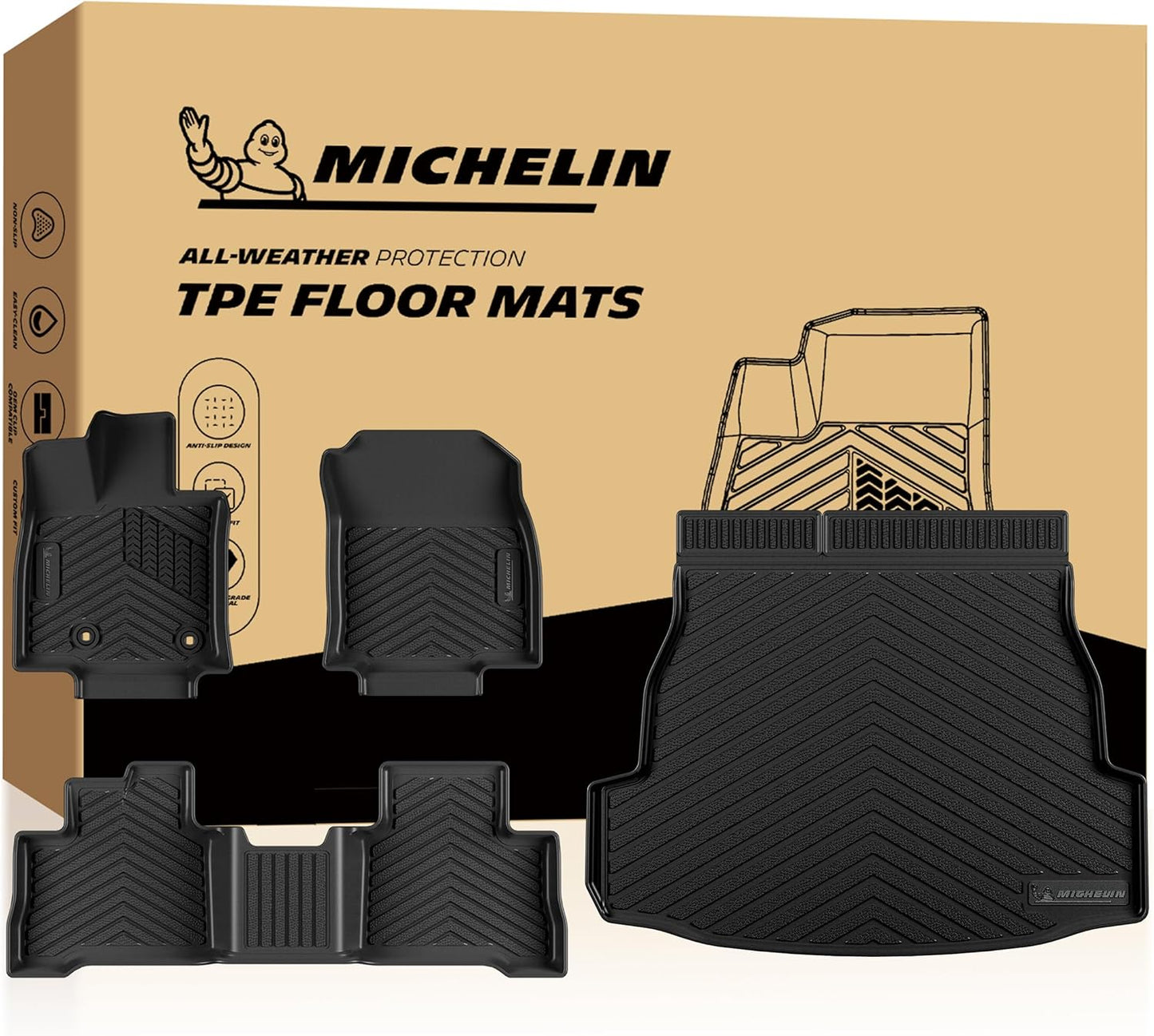Michelin Premier Floor Mats & Trunk Mats for Toyota RAV4 Hybrid (2026-2027) - 4 Piece