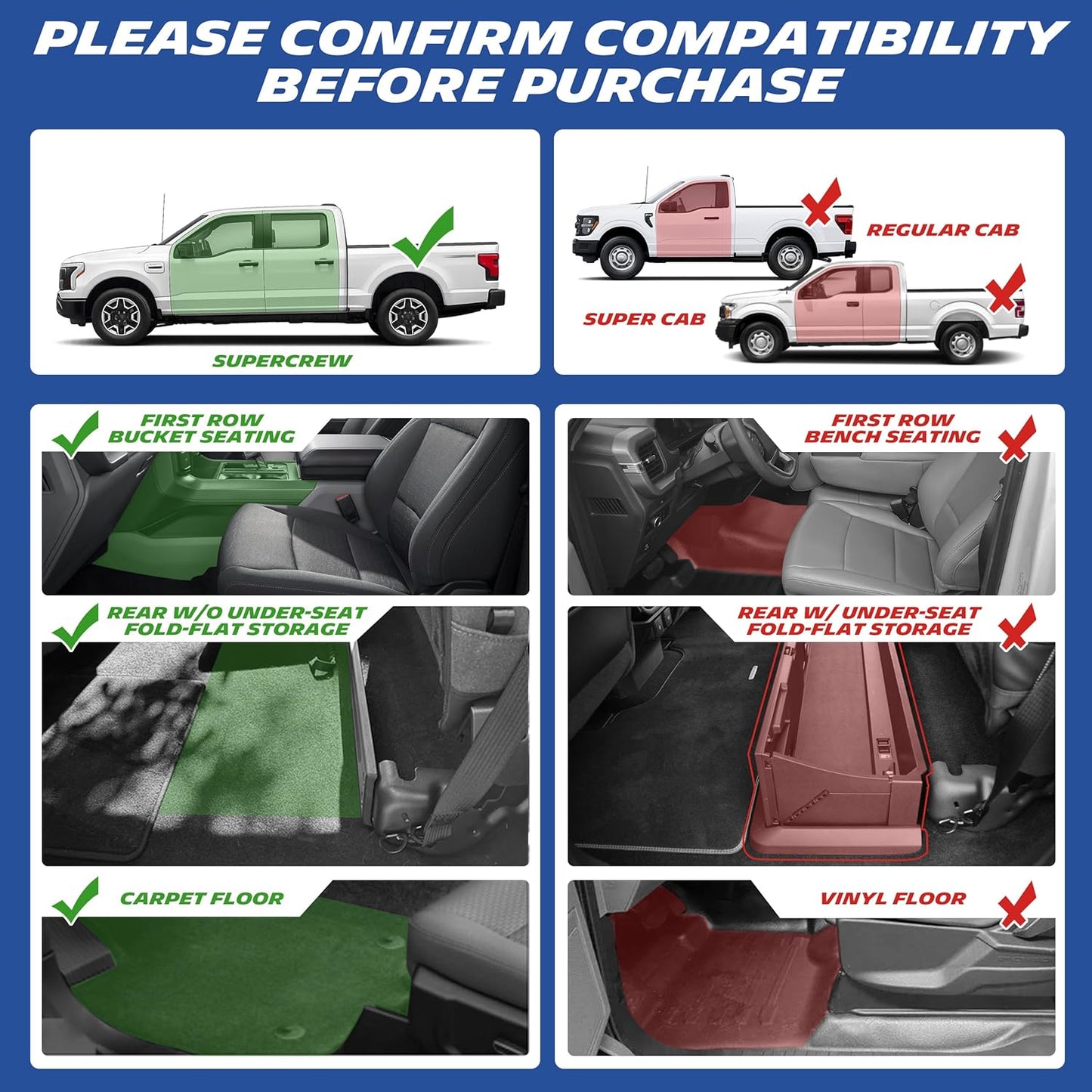 Michelin Premier Front & Rear Floor Mats for Ford F-150 & Lightning (2015-2026) 3PCS