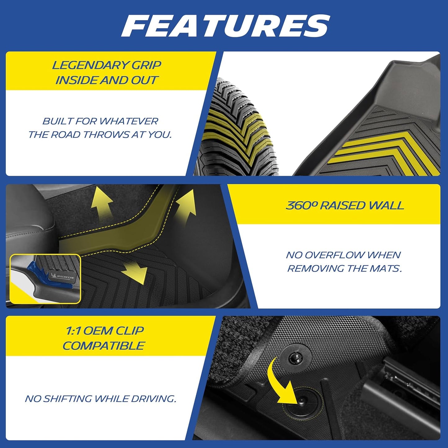 Michelin Premier Floor Mats & Trunk Mats for Toyota RAV4 Hybrid (2026-2027) - 4 Piece
