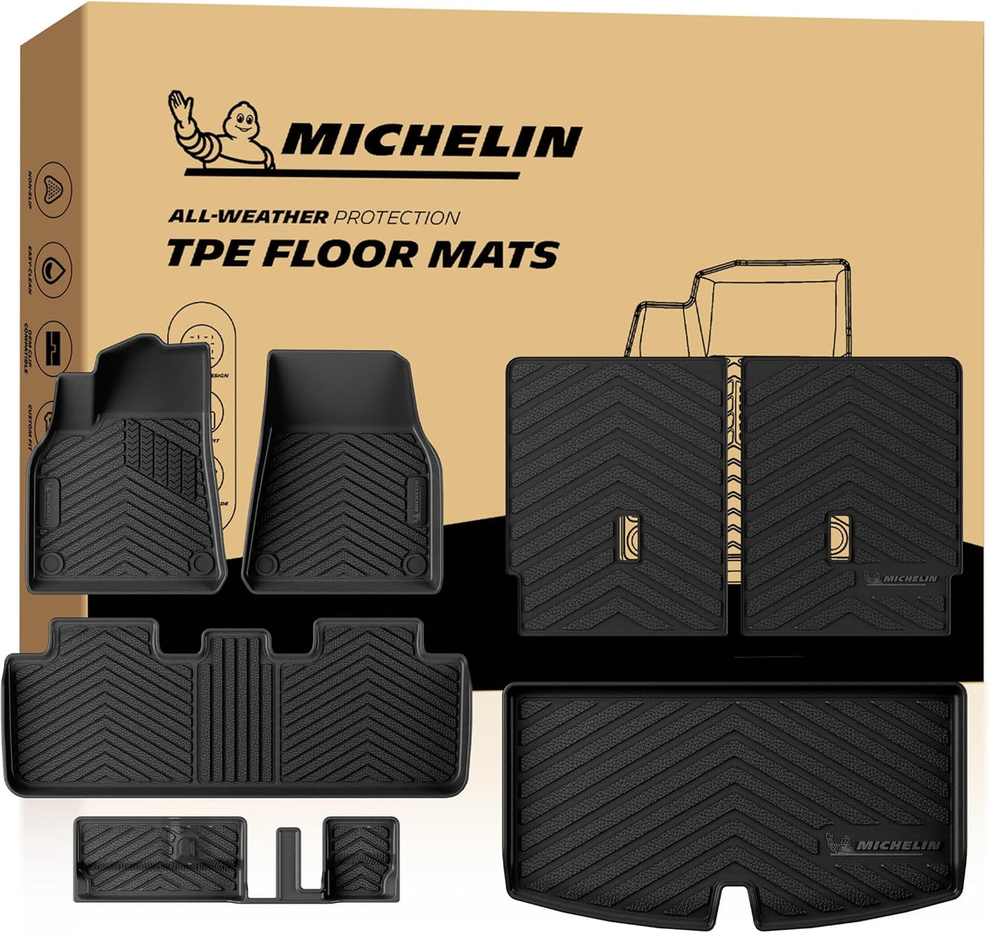 Durable anti-slip TPE car floor mats, waterproof vehicle interior mats, premium non-slip protective car floor liners