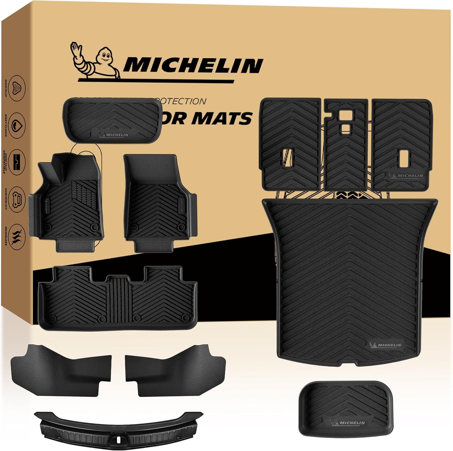 Michelin Floor & Trunk Mat Set for Tesla Model Y Juniper 5 Seater (2025-2026) 12PCS