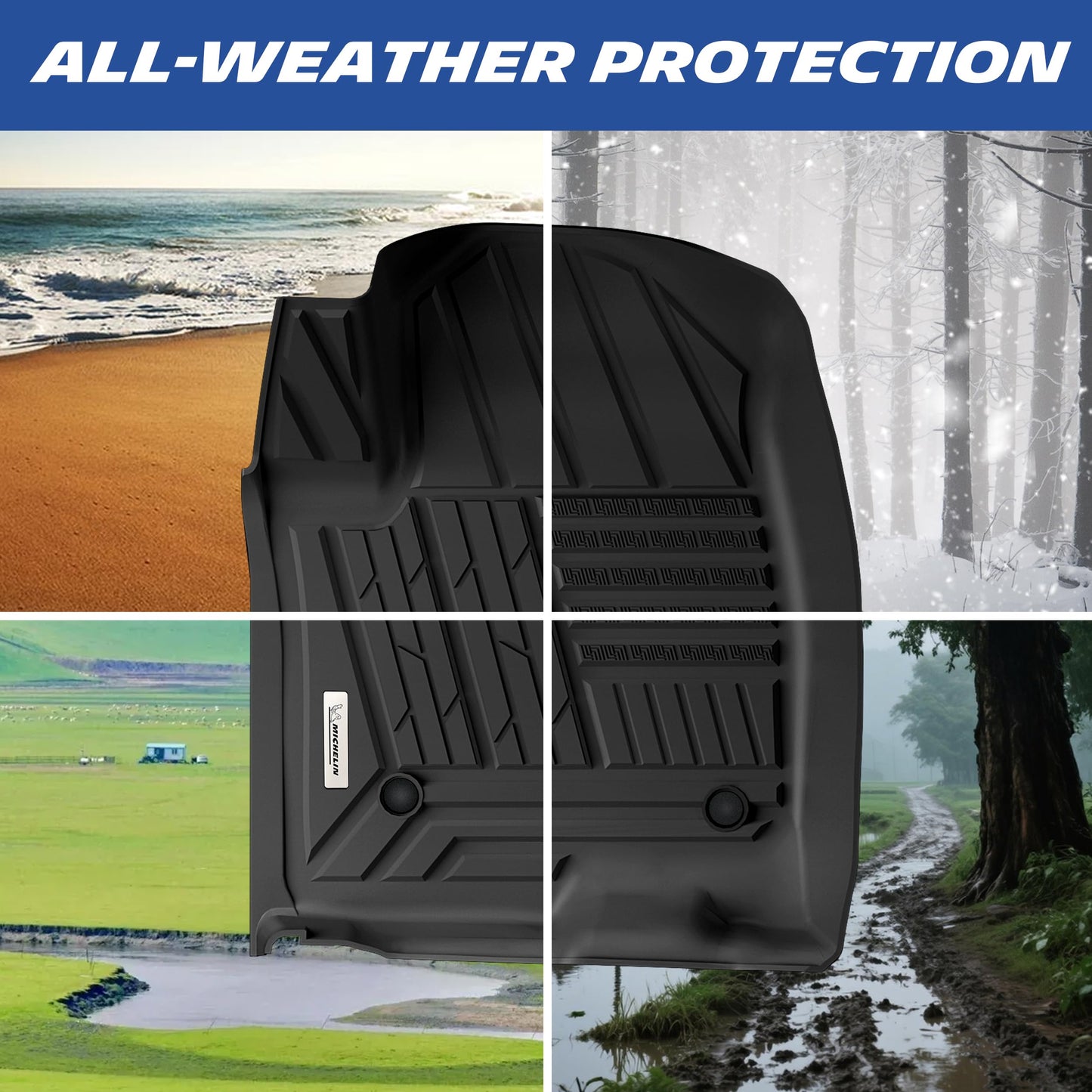 Michelin Elite Custom Fit Floor Mats for Chevy Silverado & GMC Sierra Crew Cab (2019-2026)