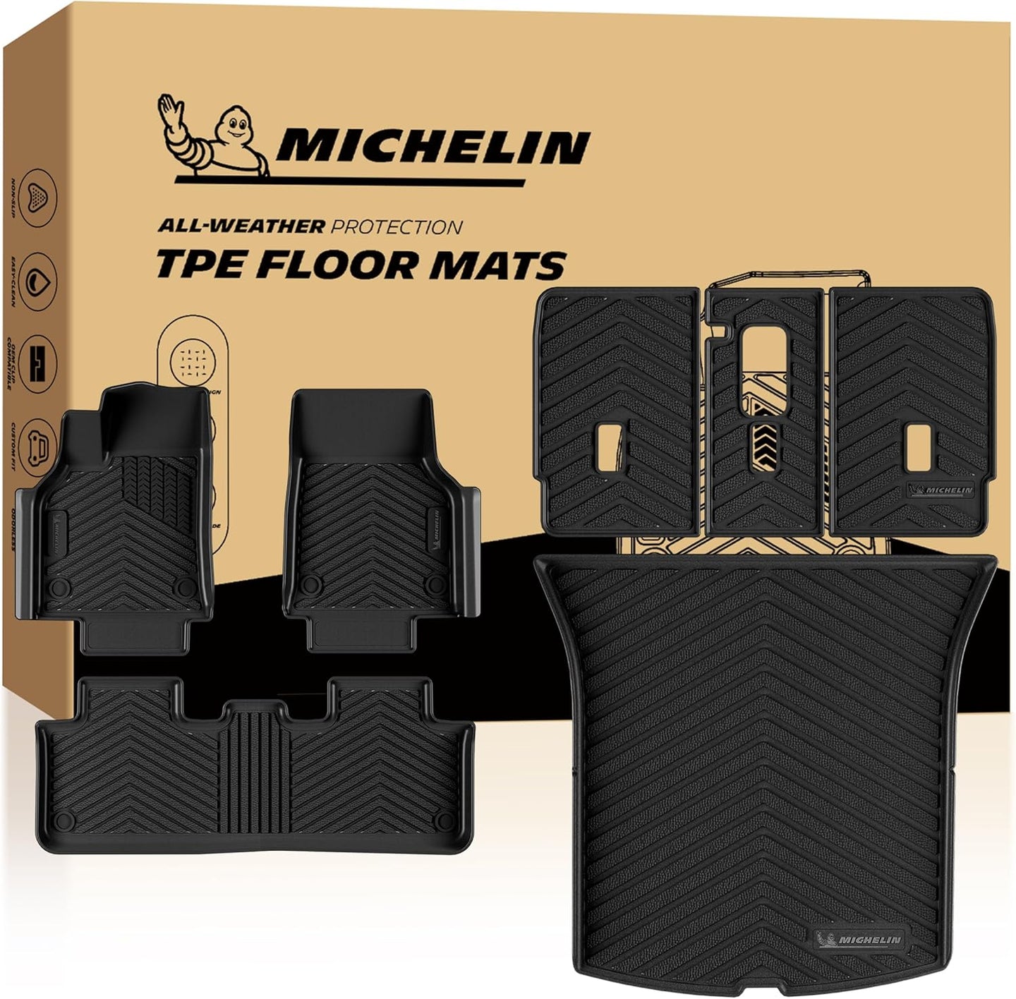 Complete Michelin TPE floor mats set offering all-weather protection with precise fit and durable design.