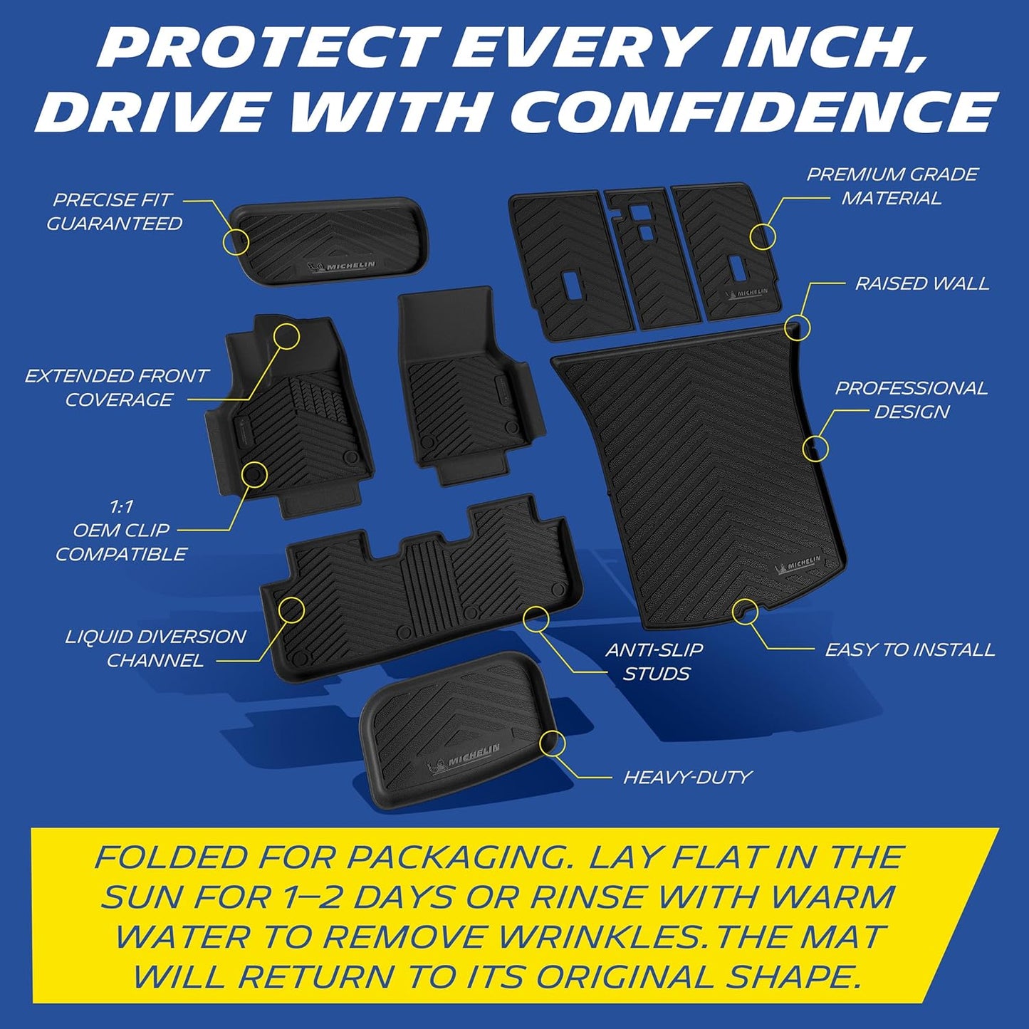 Michelin Floor & Trunk Mat Set for 2025-2026 Tesla Model Y Juniper 5-Seater 9PCS