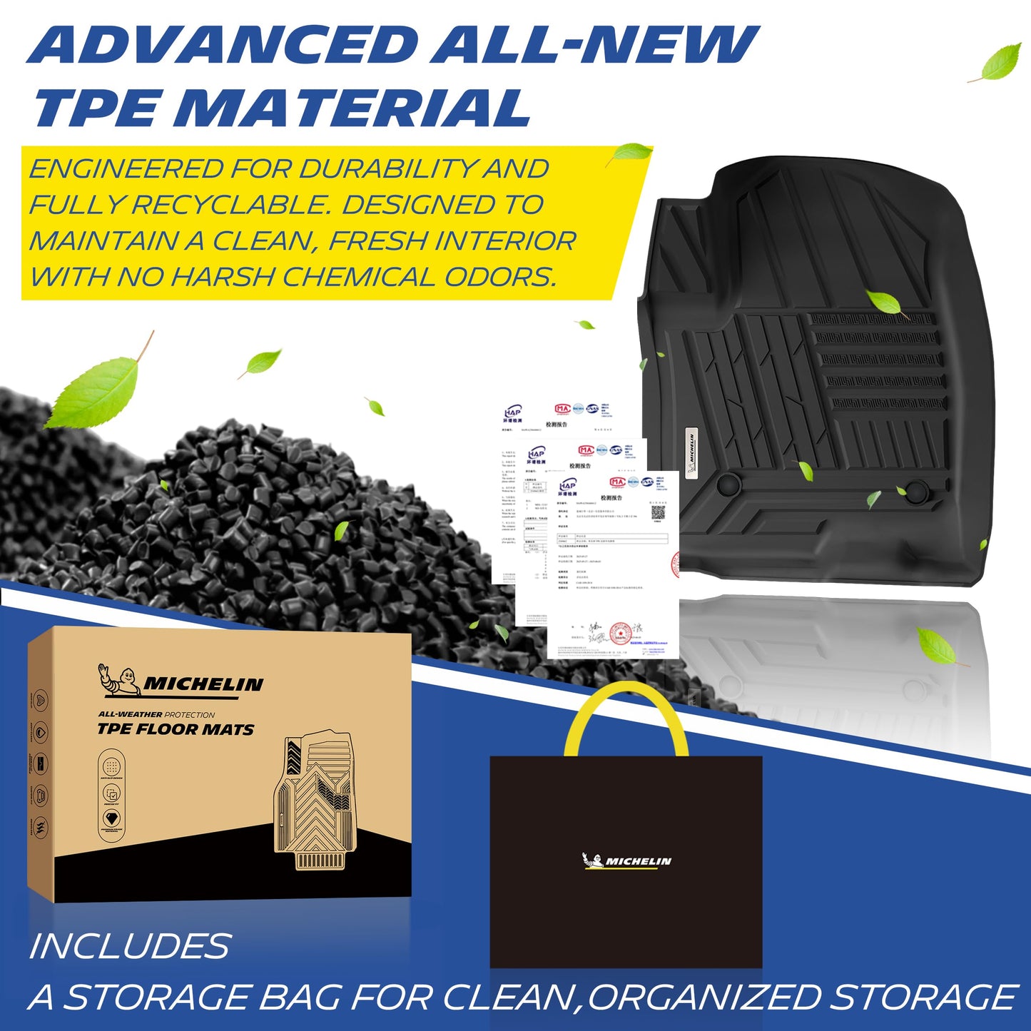 Michelin Elite Custom Fit Floor Mats for Chevy Silverado & GMC Sierra Crew Cab (2019-2026)