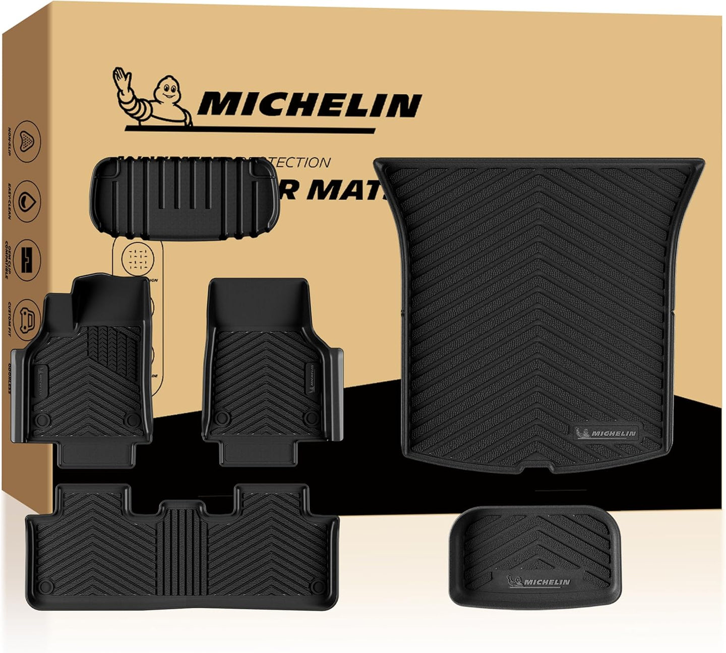 Durable anti-slip TPE car floor mats, waterproof vehicle interior mats, premium non-slip protective car floor liners