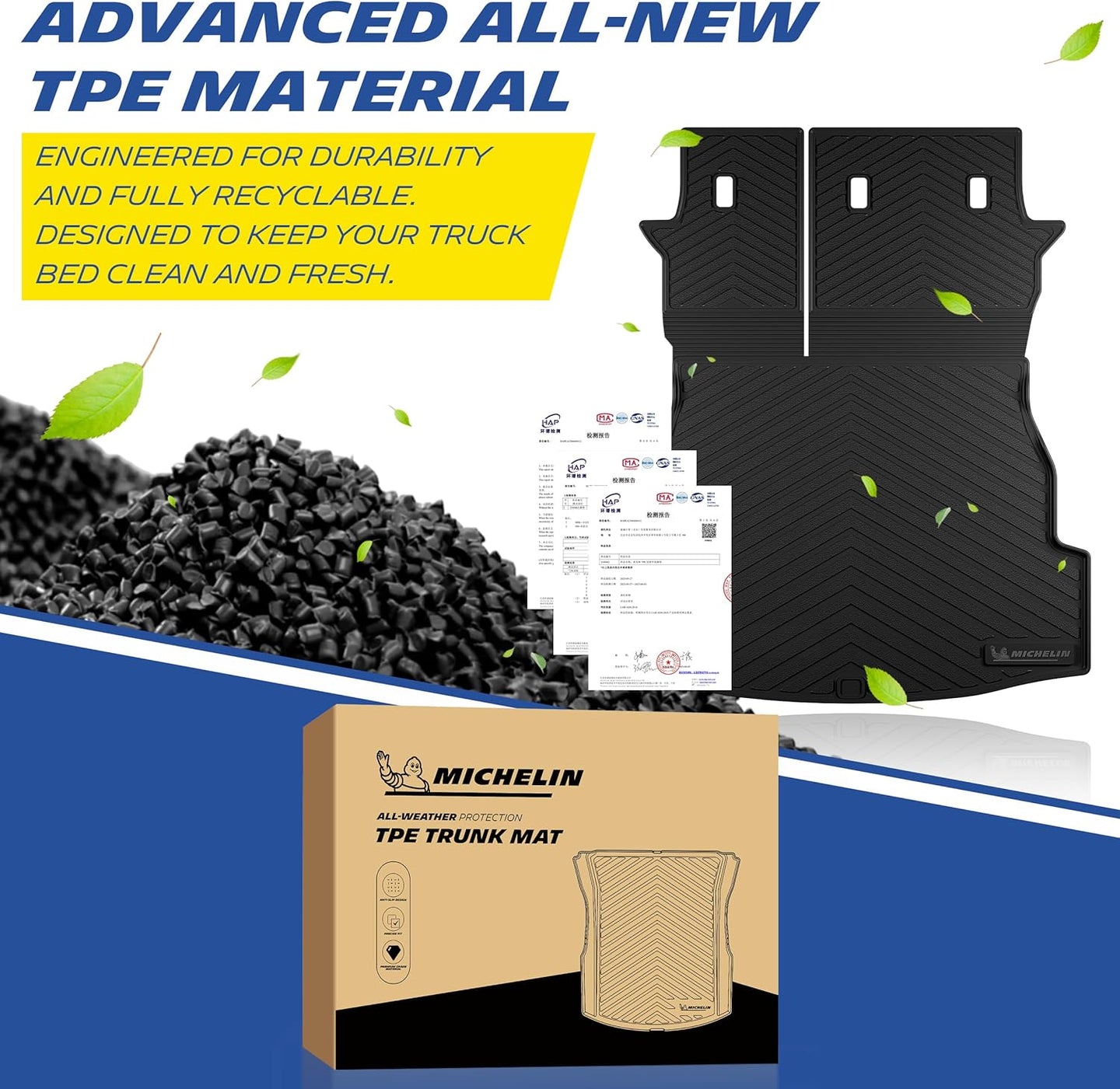 Durable odor-free TPE material for Michelin RAV4 trunk mat, fully recyclable
