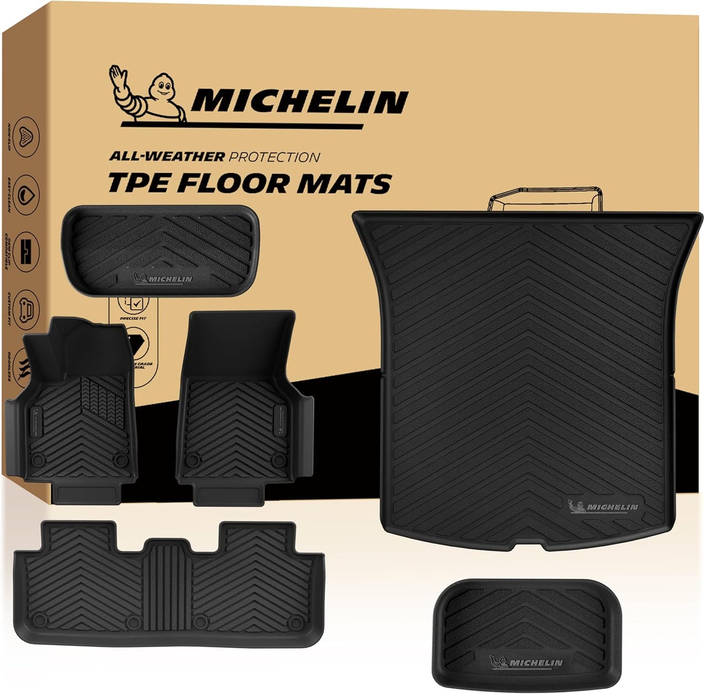 Michelin Floor & Trunk Liner Set for 2025-2026 Tesla Model Y Juniper 5-Seater 6PCS