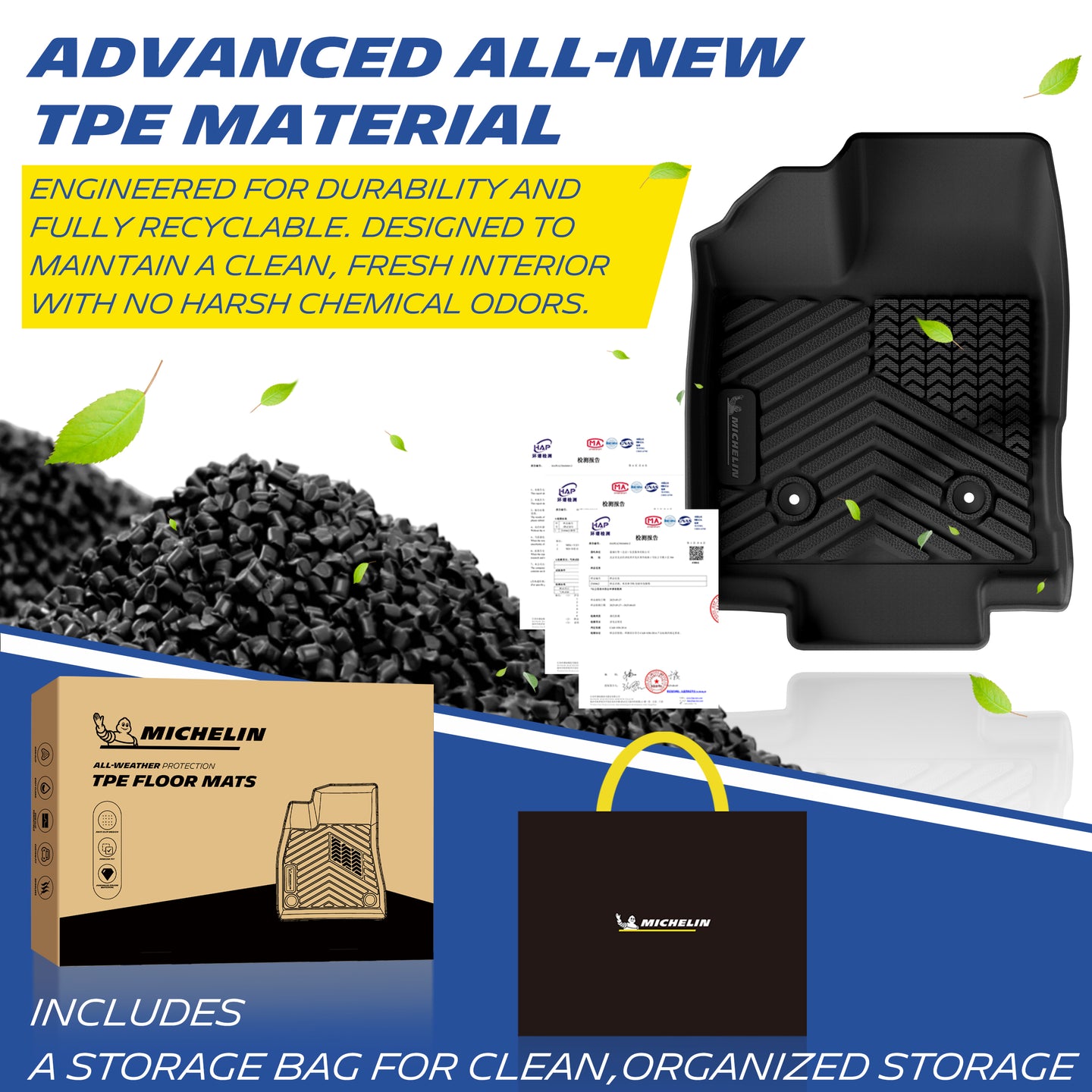 Michelin TPE all-weather floor mats, odor-free and recyclable