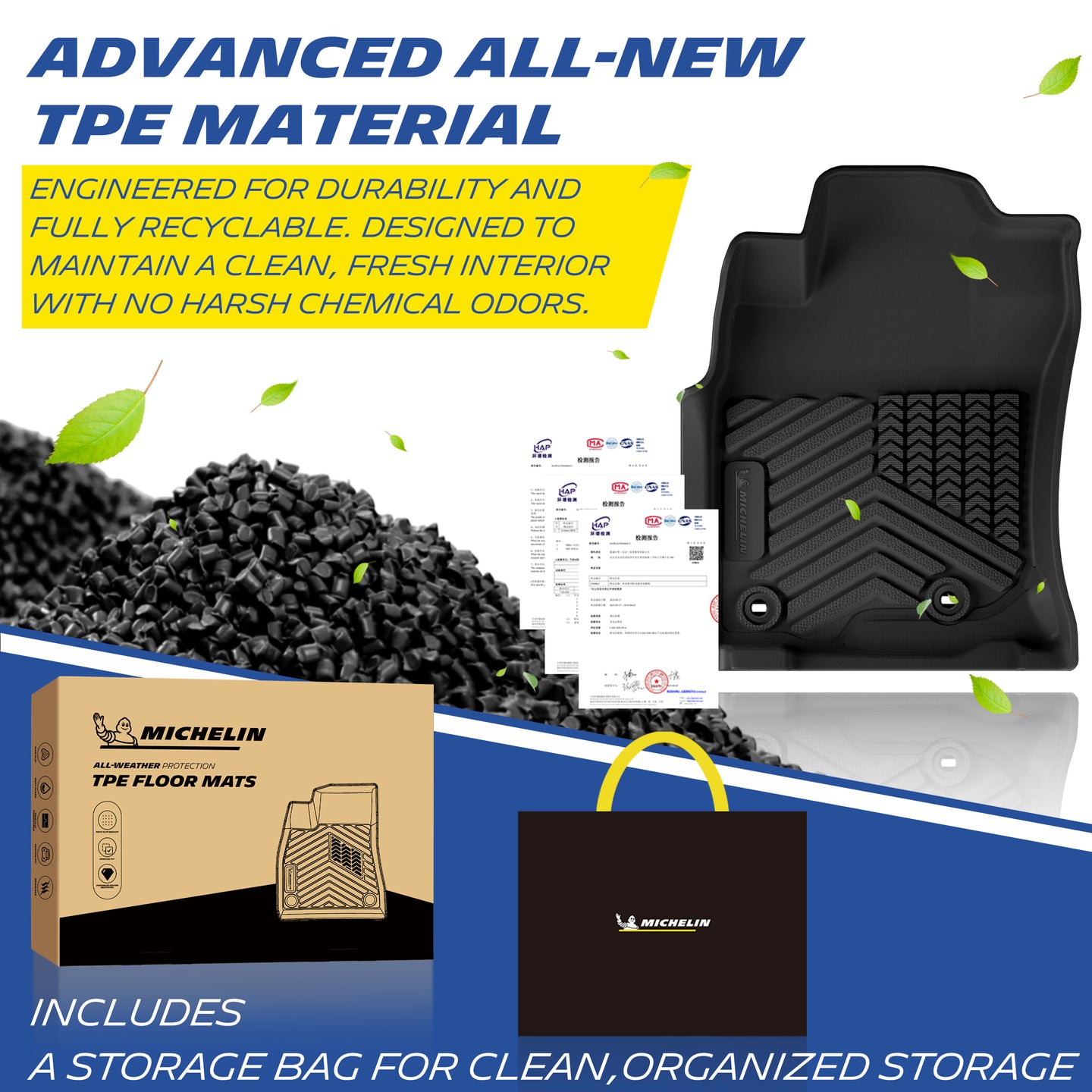 Michelin TPE all-weather floor mats, odor-free and recyclable