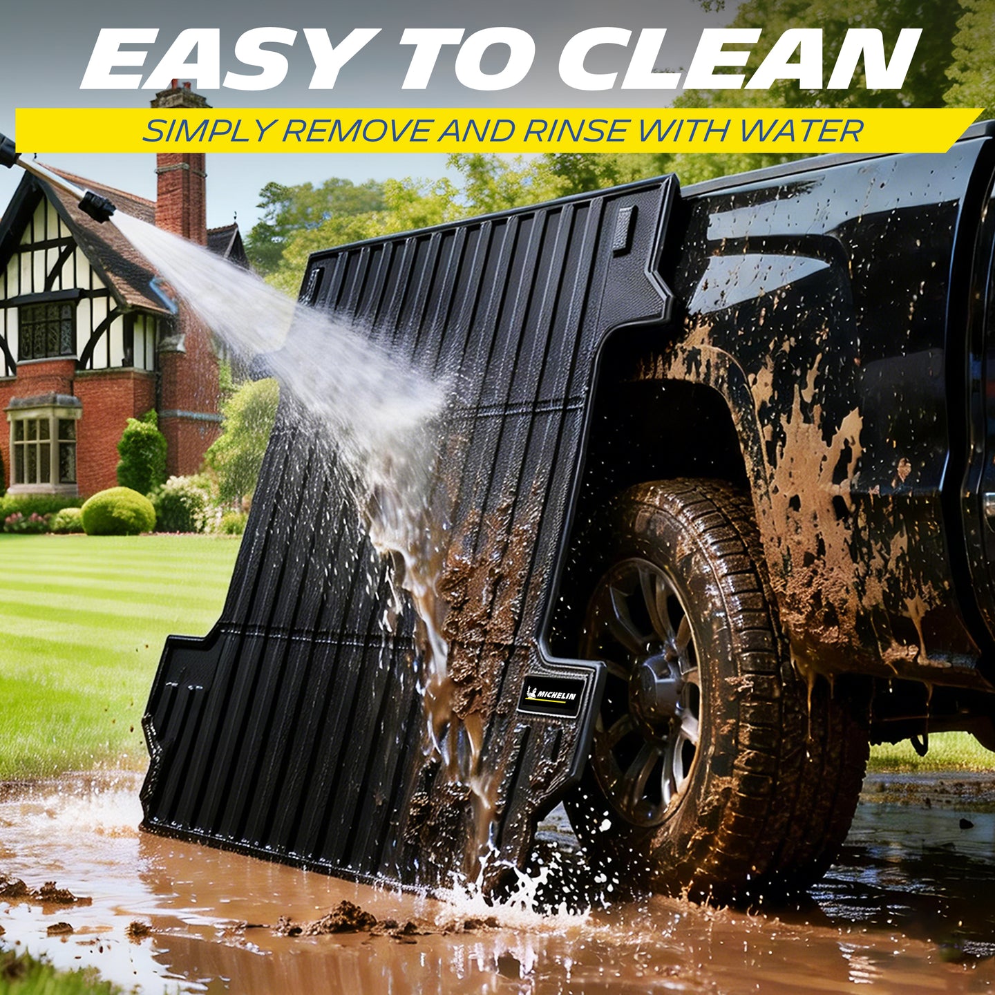 Michelin TPE truck bed mat easy to clean, simply remove and rinse with water for quick and effortless maintenance.