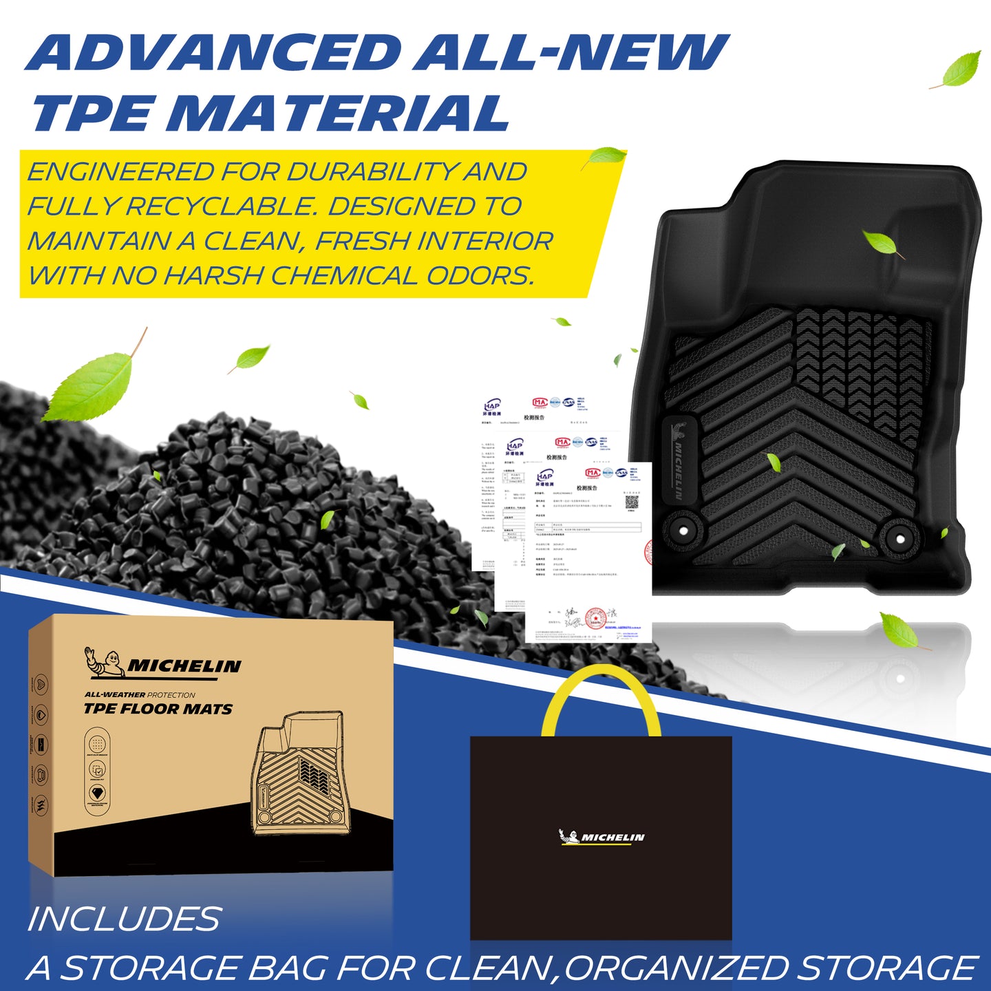 Michelin TPE all-weather floor mats, odor-free and recyclable