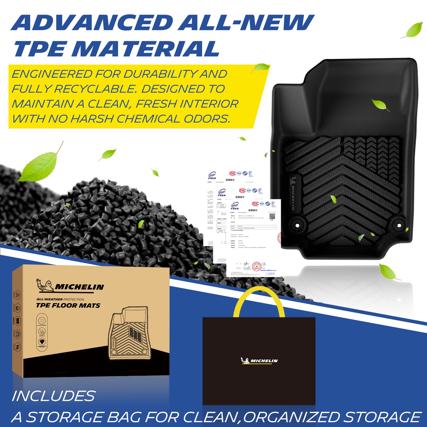 Michelin TPE all-weather floor mats, odor-free and recyclable