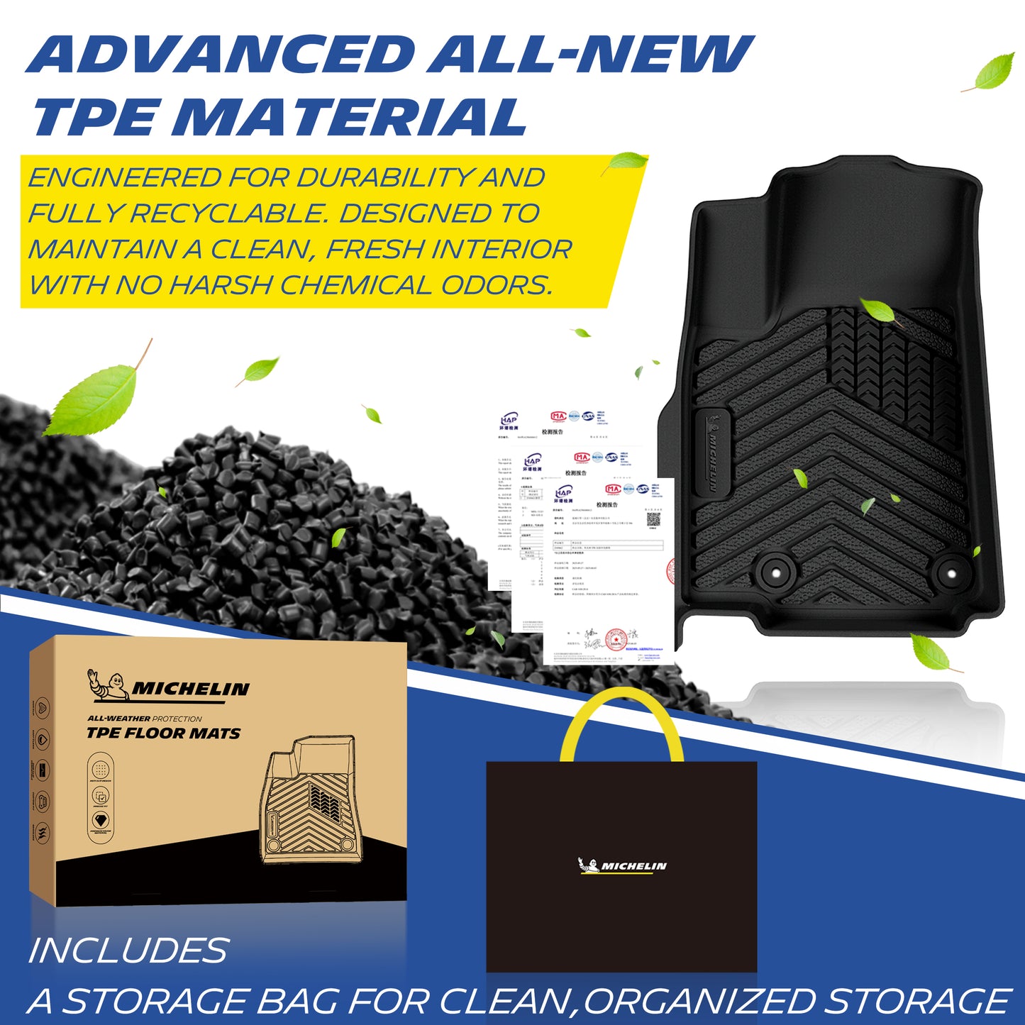 Michelin TPE all-weather floor mats, odor-free and recyclable