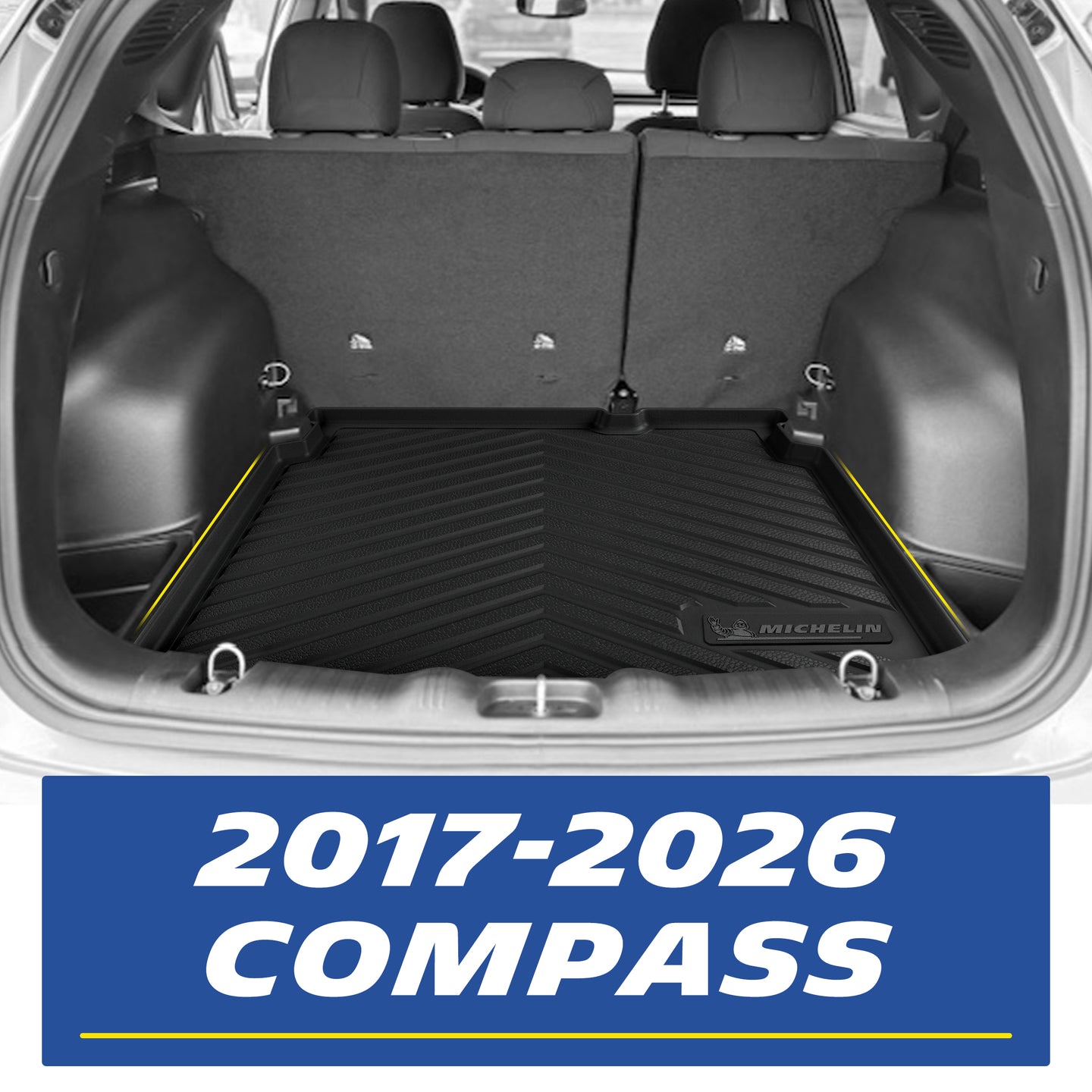 Full Michelin cargo trunk liner installed inside 2017-2026 Jeep Compass rear cargo area