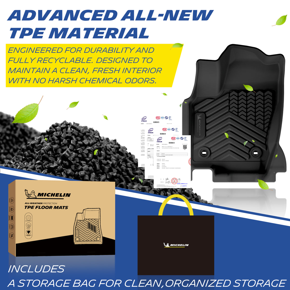 Michelin TPE all-weather floor mats, odor-free and recyclable