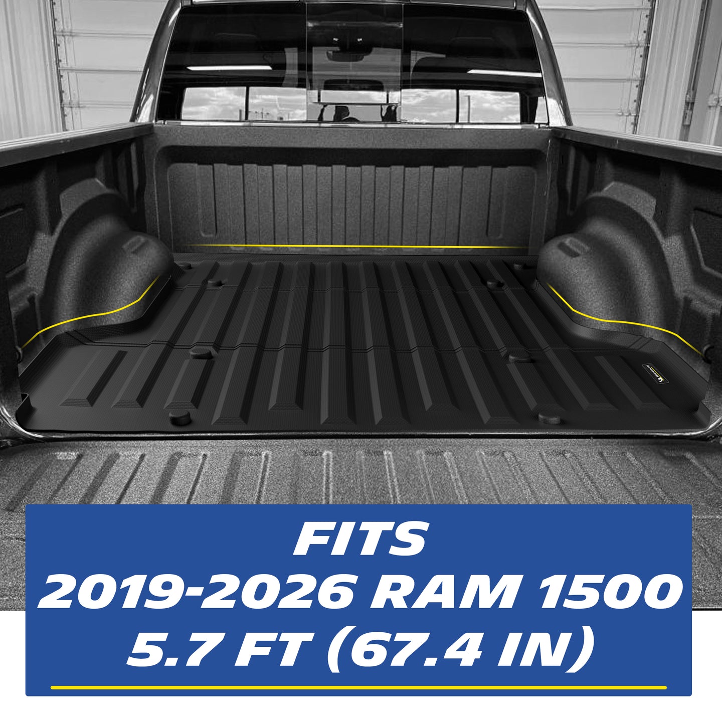 Michelin all-weather TPE truck bed mat, custom-designed for 2019-2026 RAM 1500 5.7ft (67.4 in) bed, perfect custom-fit for your truck.
