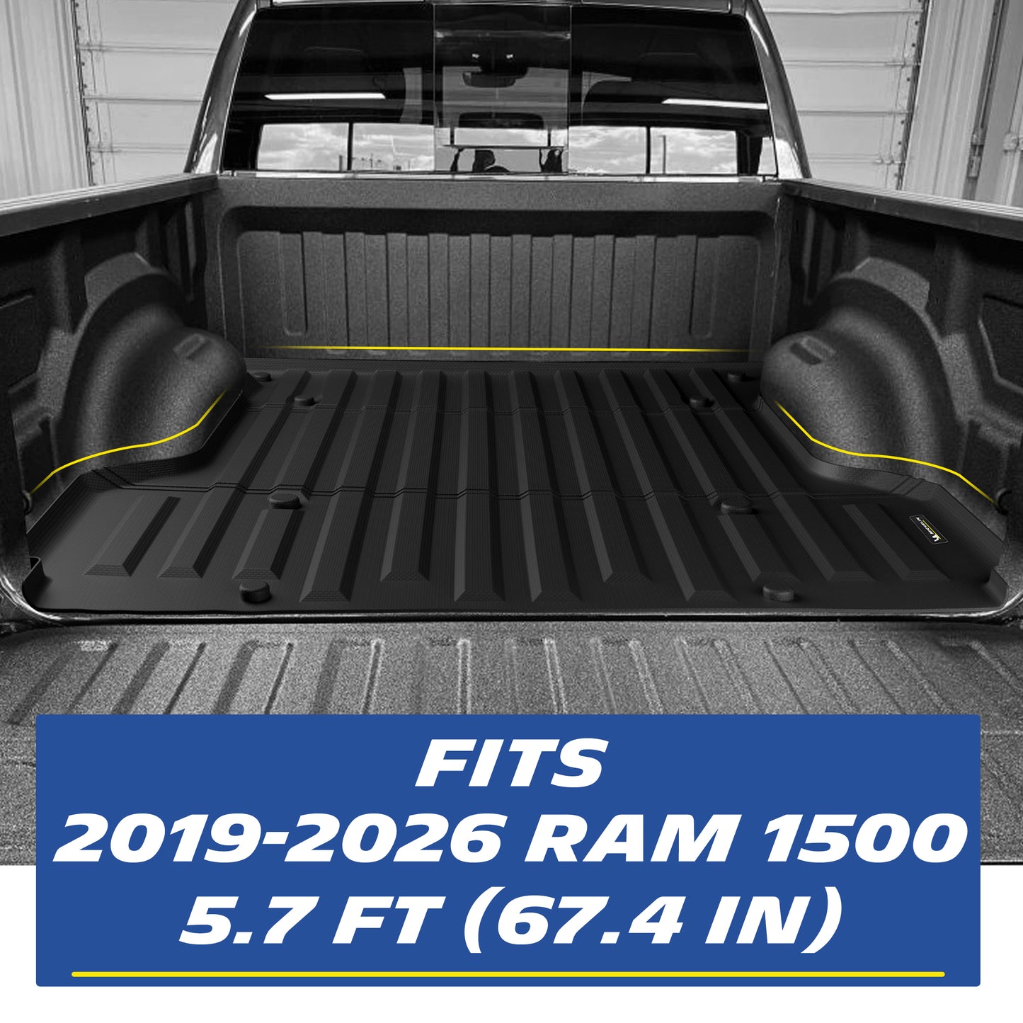 Michelin all-weather TPE truck bed mat, custom-designed for 2019-2026 RAM 1500 5.7ft (67.4 in) bed, perfect custom-fit for your truck.