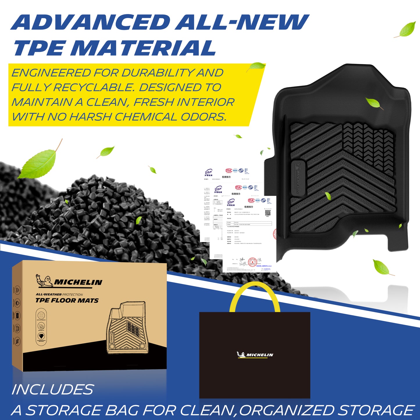 Michelin TPE all-weather floor mats, odor-free and recyclable