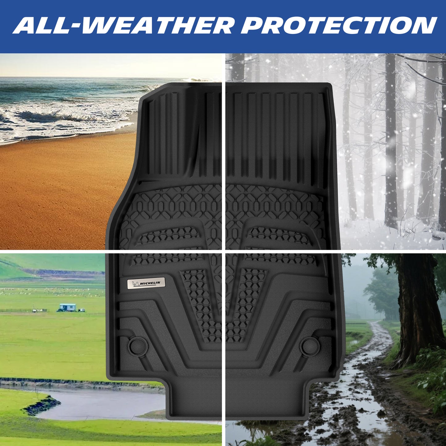 Michelin Elite Series Floor Mats & Trunk Liner for 2025 2026 Tesla Model Y Juniper Accessories, Floor & Frunk & Trunk & Rear Lower Mat, 5 Seat, Not Fit Standard, All-Weather Floor Liner & Trunk Mat