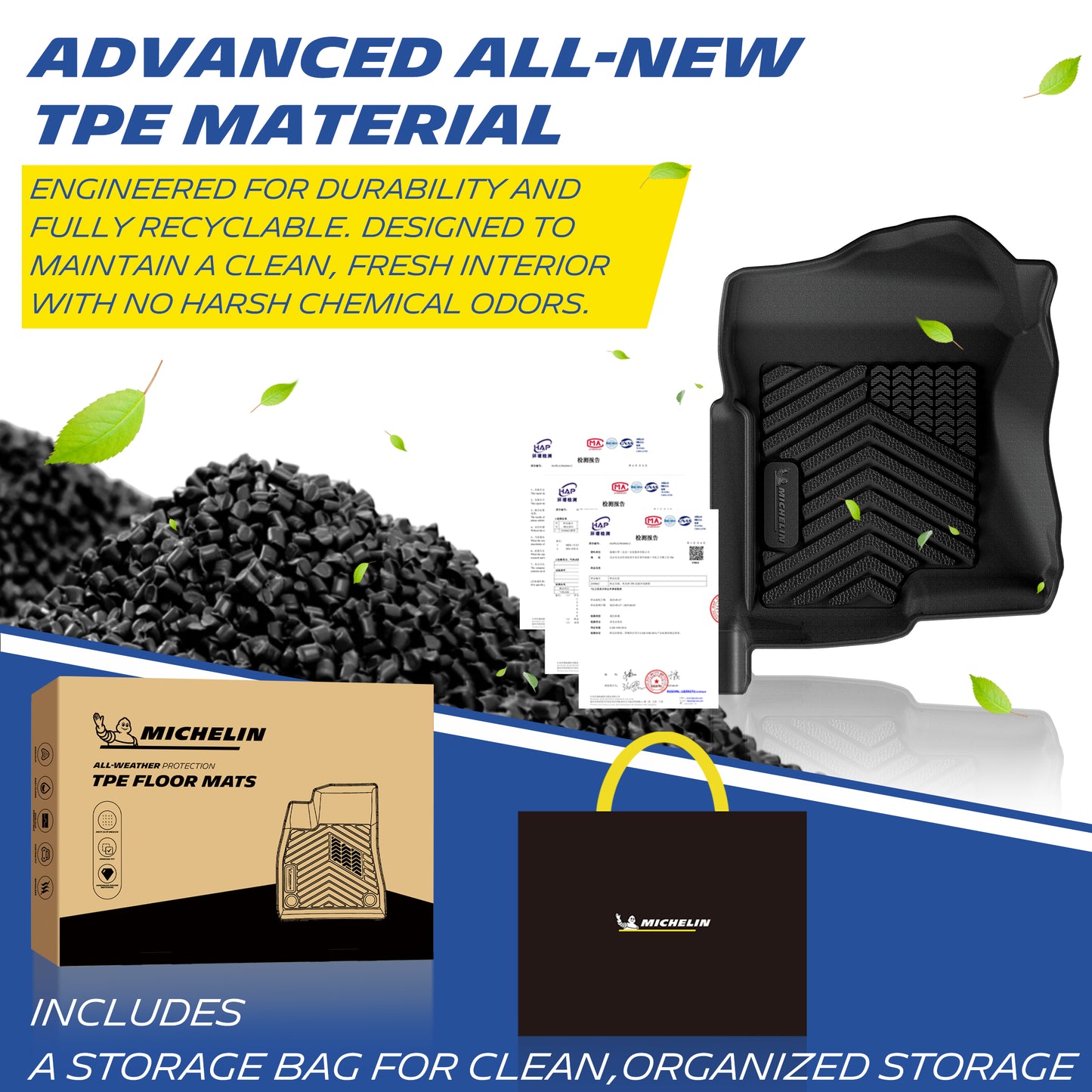 Michelin TPE all-weather floor mats, odor-free and recyclable