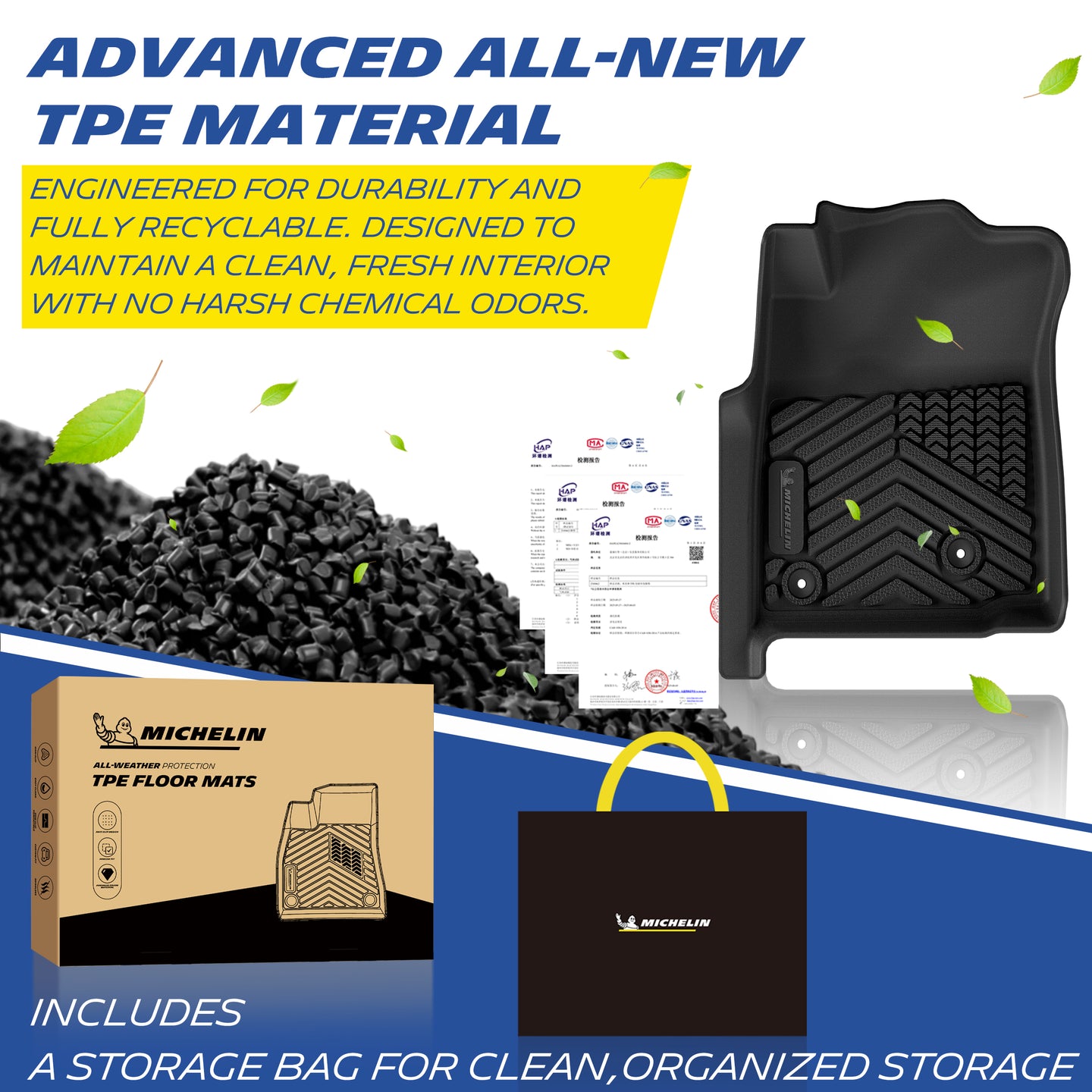 Michelin TPE all-weather floor mats, odor-free and recyclable