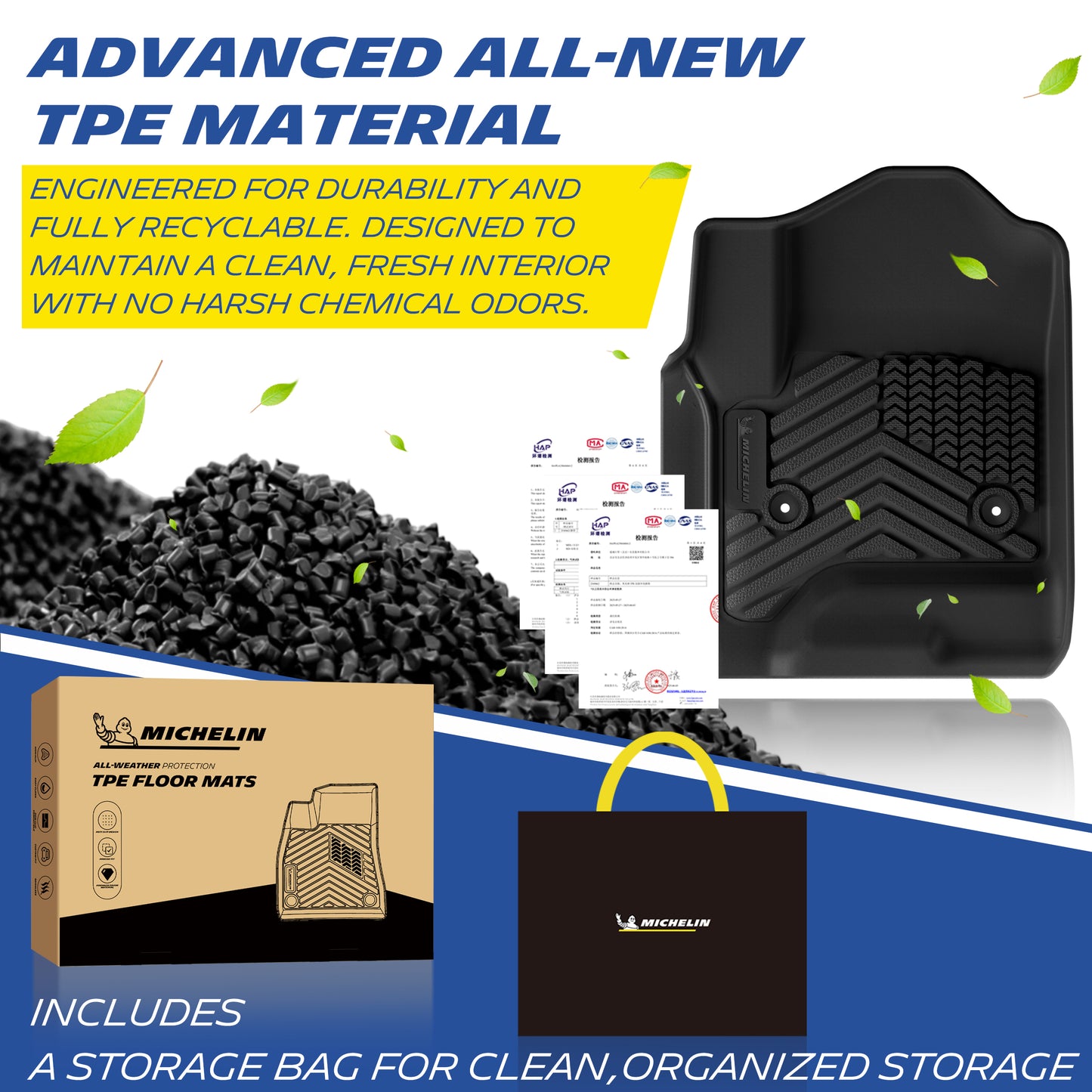 Michelin TPE all-weather floor mats, odor-free and recyclable