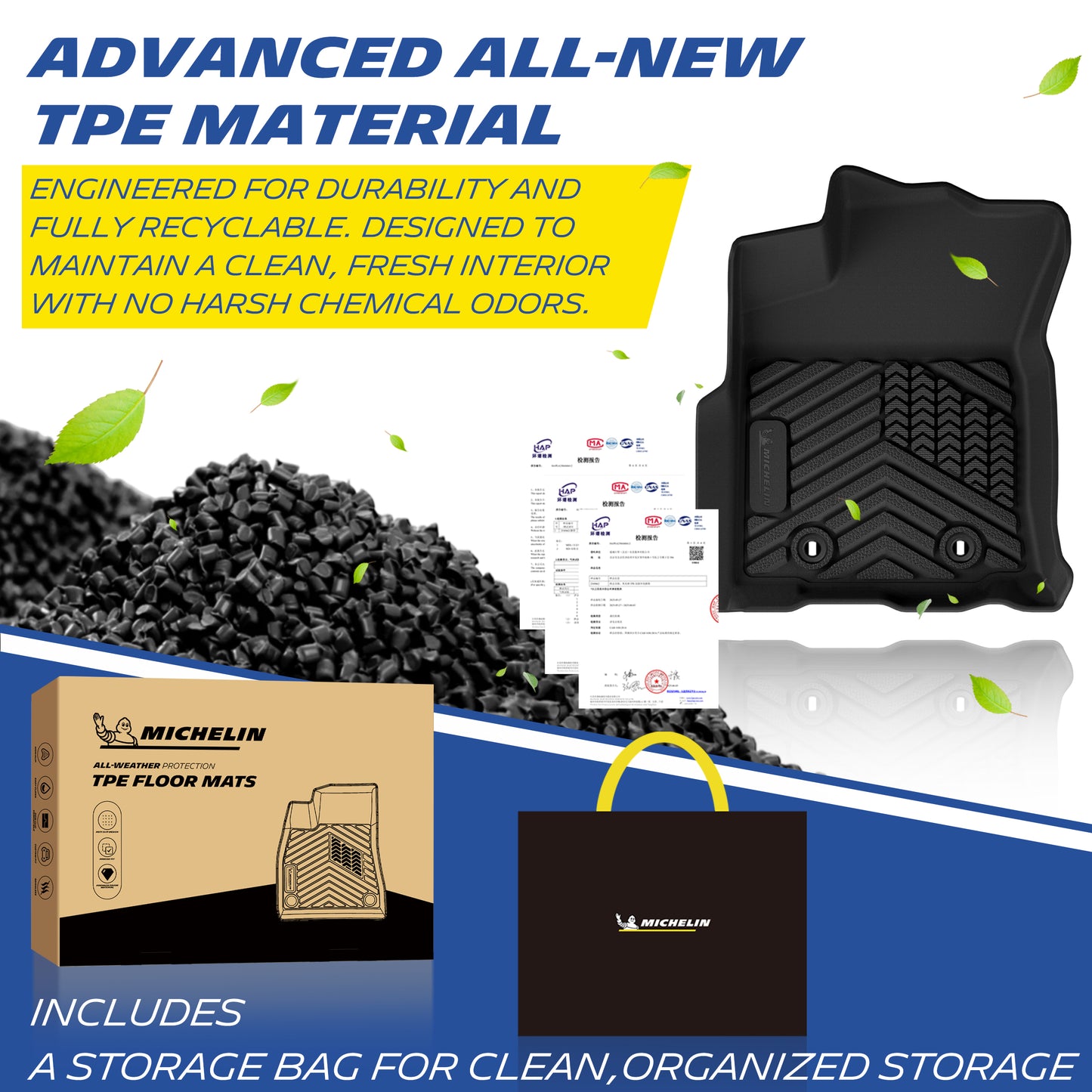 Michelin TPE all-weather floor mats, odor-free and recyclable