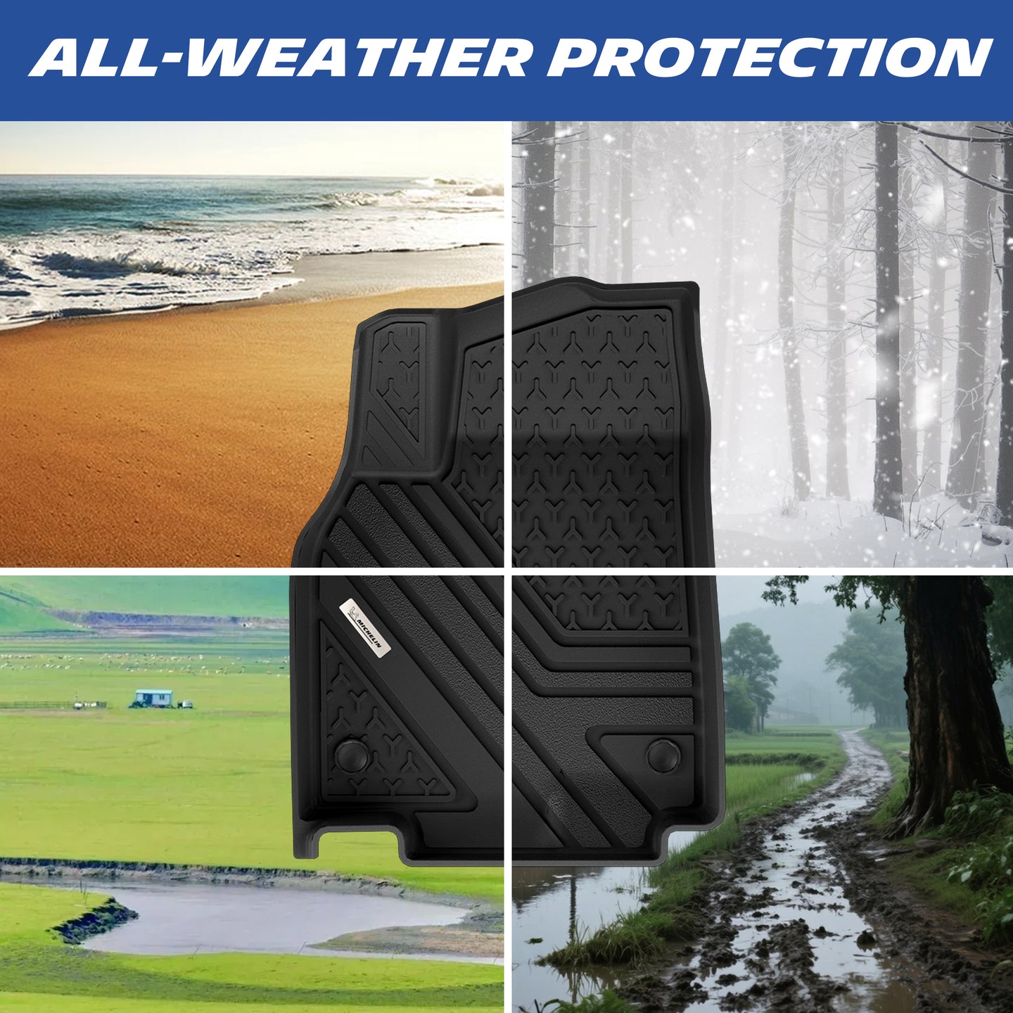 Michelin all-weather TPE floor mats, all-weather protection, durable in extreme temperatures, effectively protects original vehicle carpet.