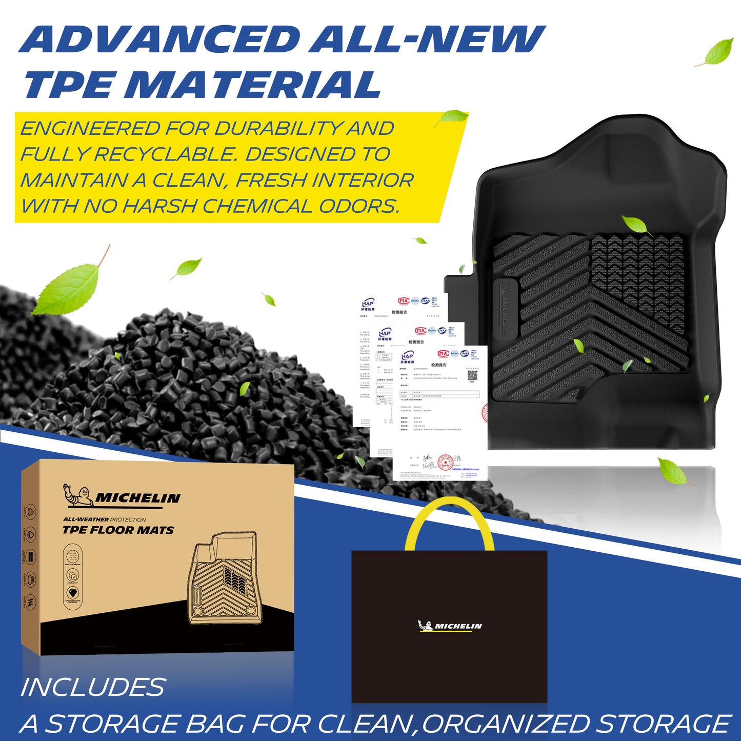 Michelin TPE all-weather floor mats, odor-free and recyclable
