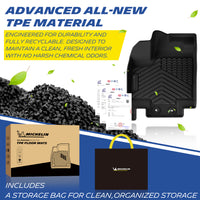 Premium TPE raw material introduction, eco-friendly odor-free recyclable floor mats with Michelin branded storage bag