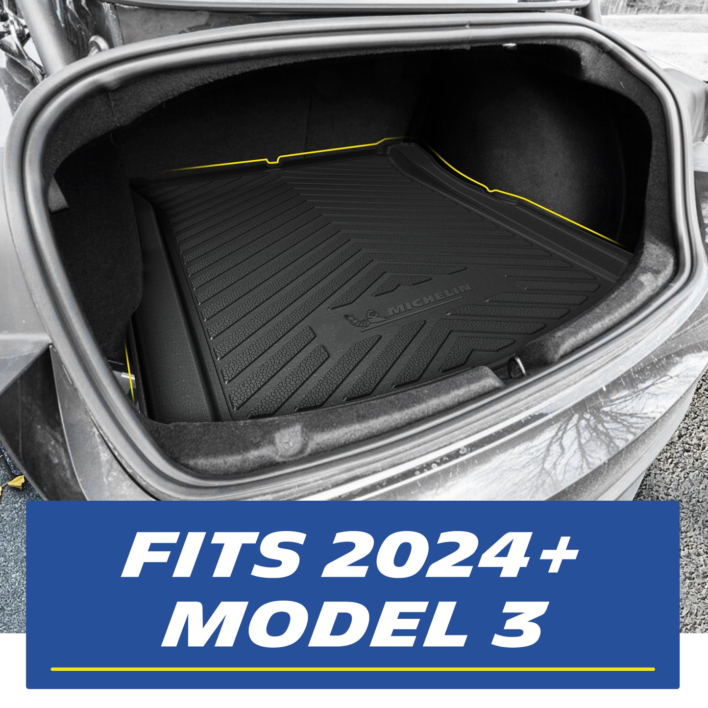 Michelin Trunk Liner for 2024-2026 Tesla Model 3 Highland, All-Weather Trunk Mat, Custom Fit, TPE, Cargo Mat, Non-Slip Cargo Liner