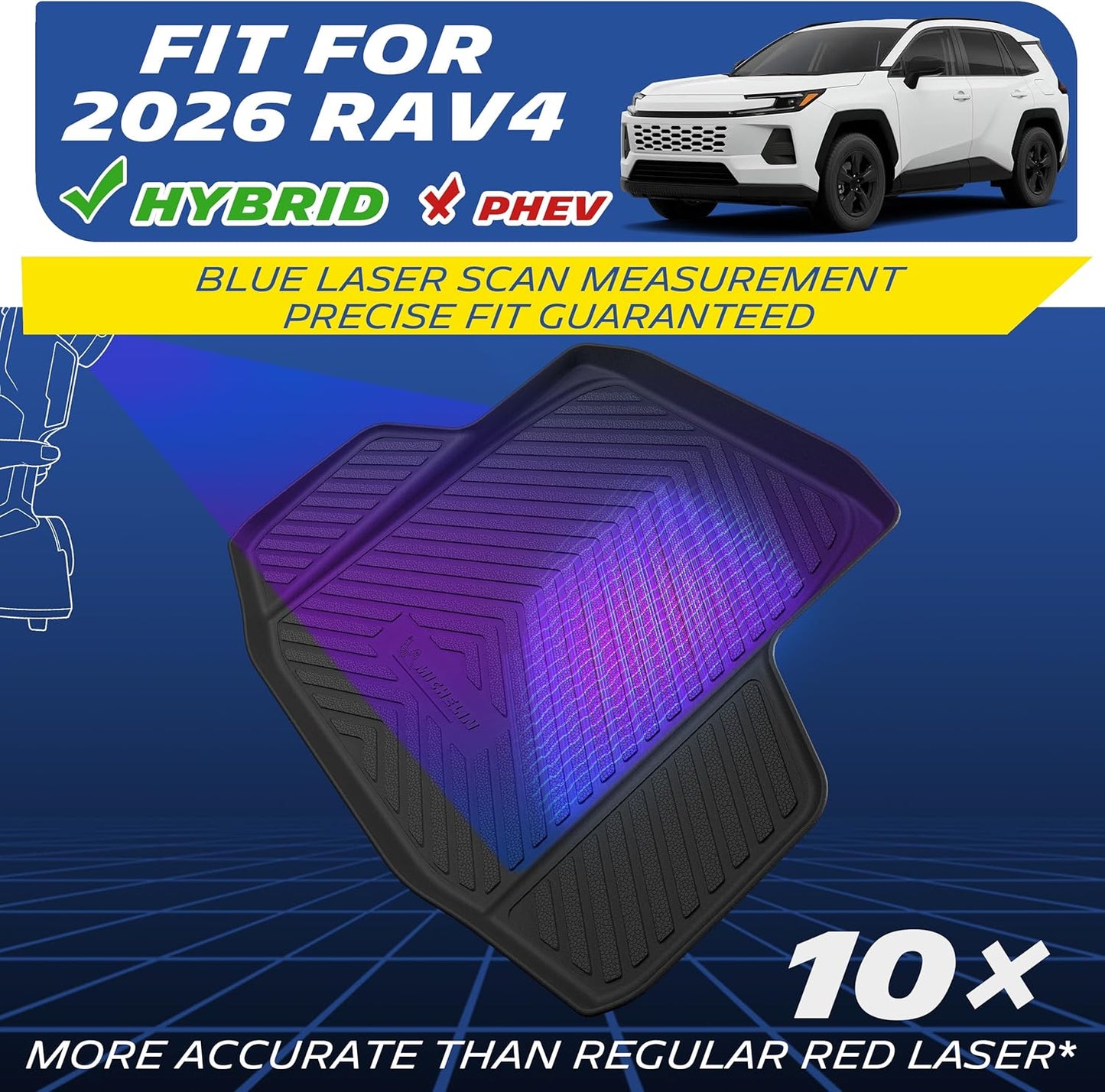 Michelin Custom All-Weather Trunk & Backrest Mats for 2026 Toyota RAV4 Hybrid