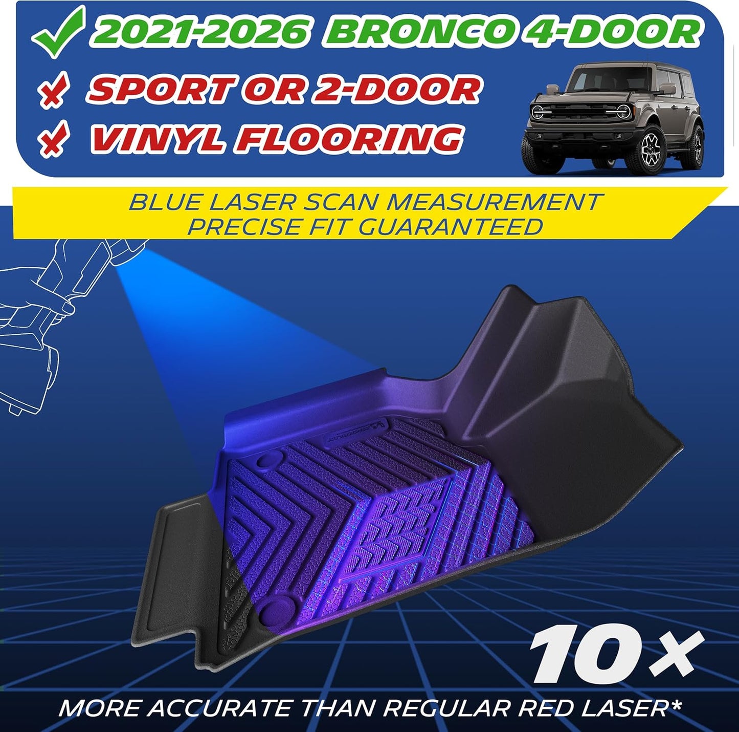 Michelin Premier Floor Mats & Trunk Mats Set for Ford Bronco 4-Door (2021-2026) - 4 Piece