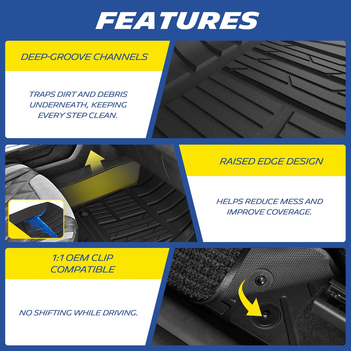 Michelin Elite Custom Fit Floor Mats for Chevy Silverado & GMC Sierra Crew Cab (2019-2026)