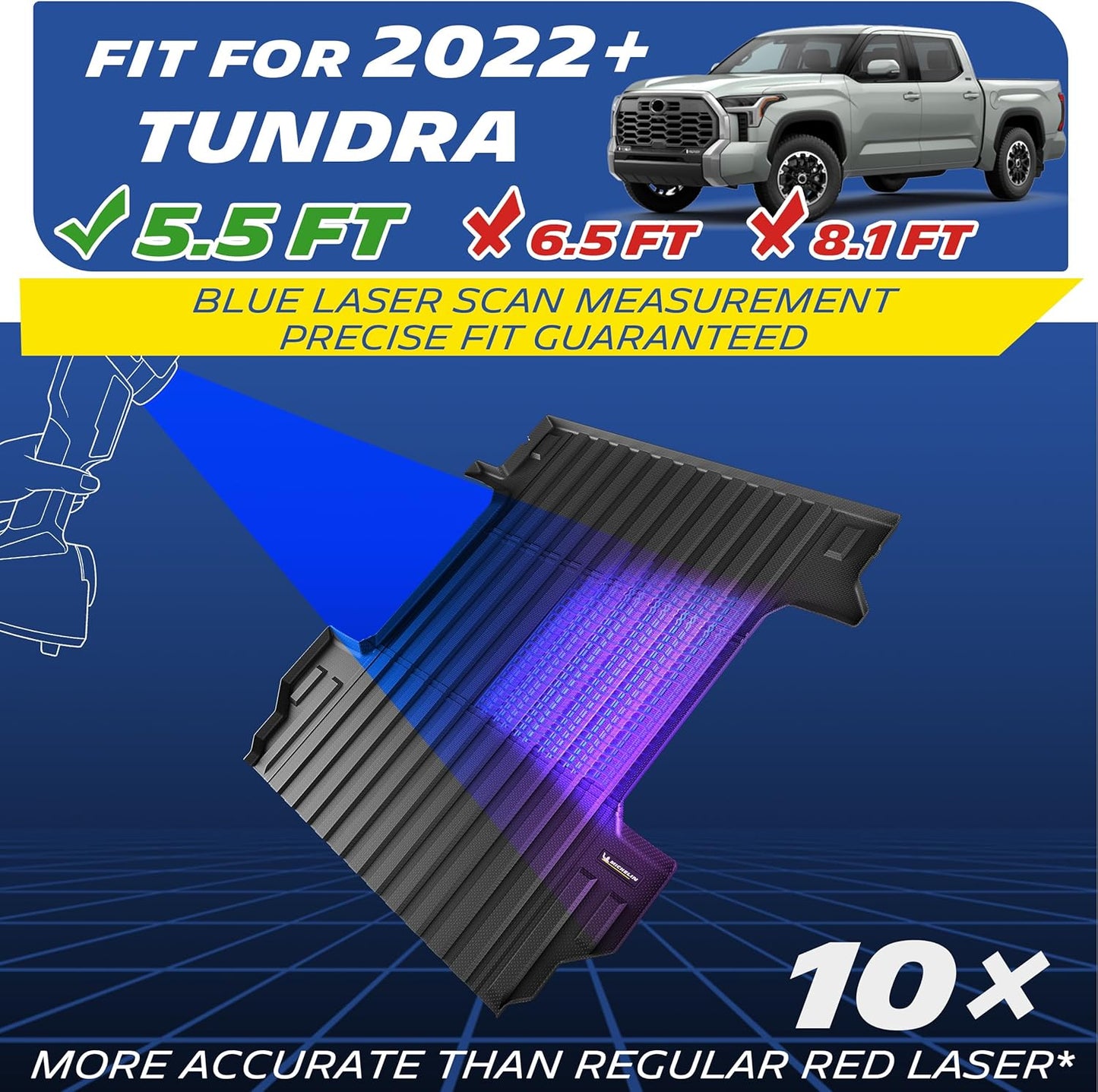 Michelin TPE truck bed mat for 2022+ Toyota Tundra 5.5 FT bed, laser-measured custom fit, full-coverage all-weather protection