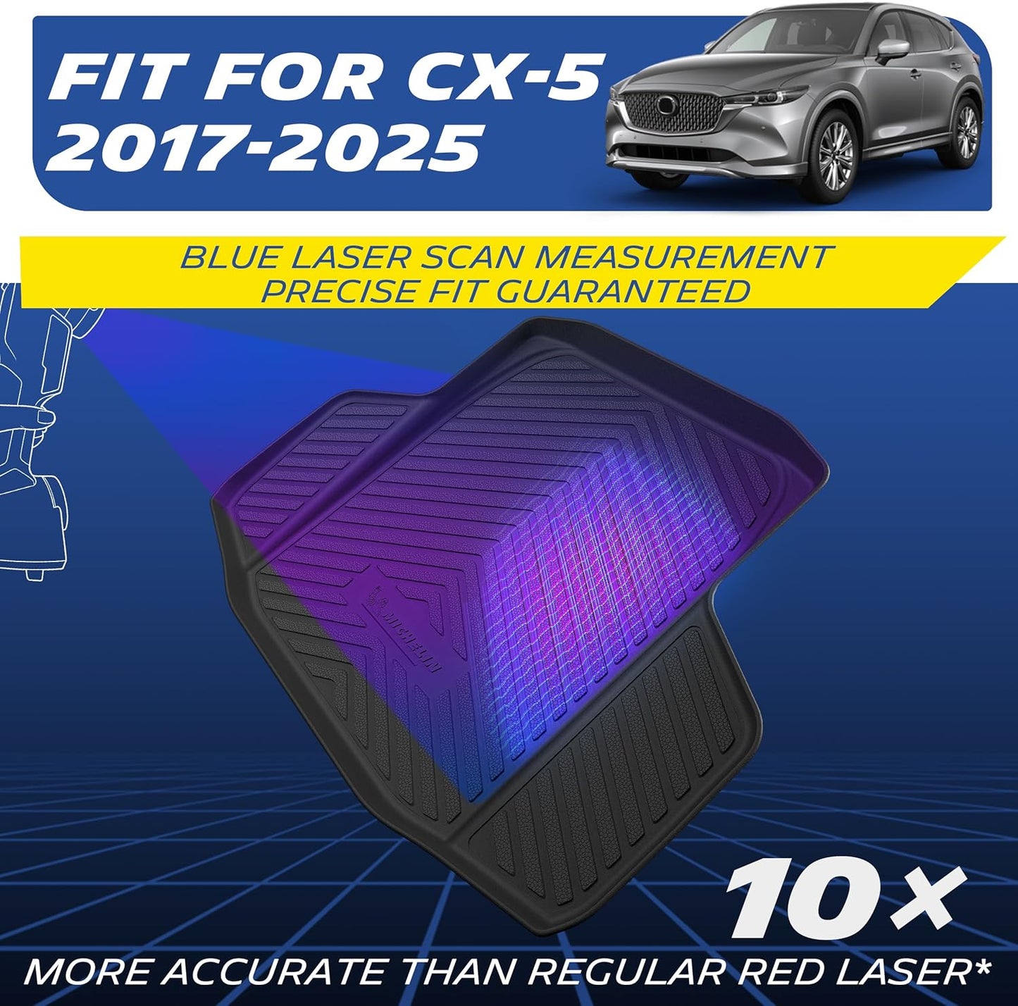 Michelin TPE truck bed mat for 2017-2025 Mazda CX-5, laser-measured custom fit, full-coverage all-weather protection