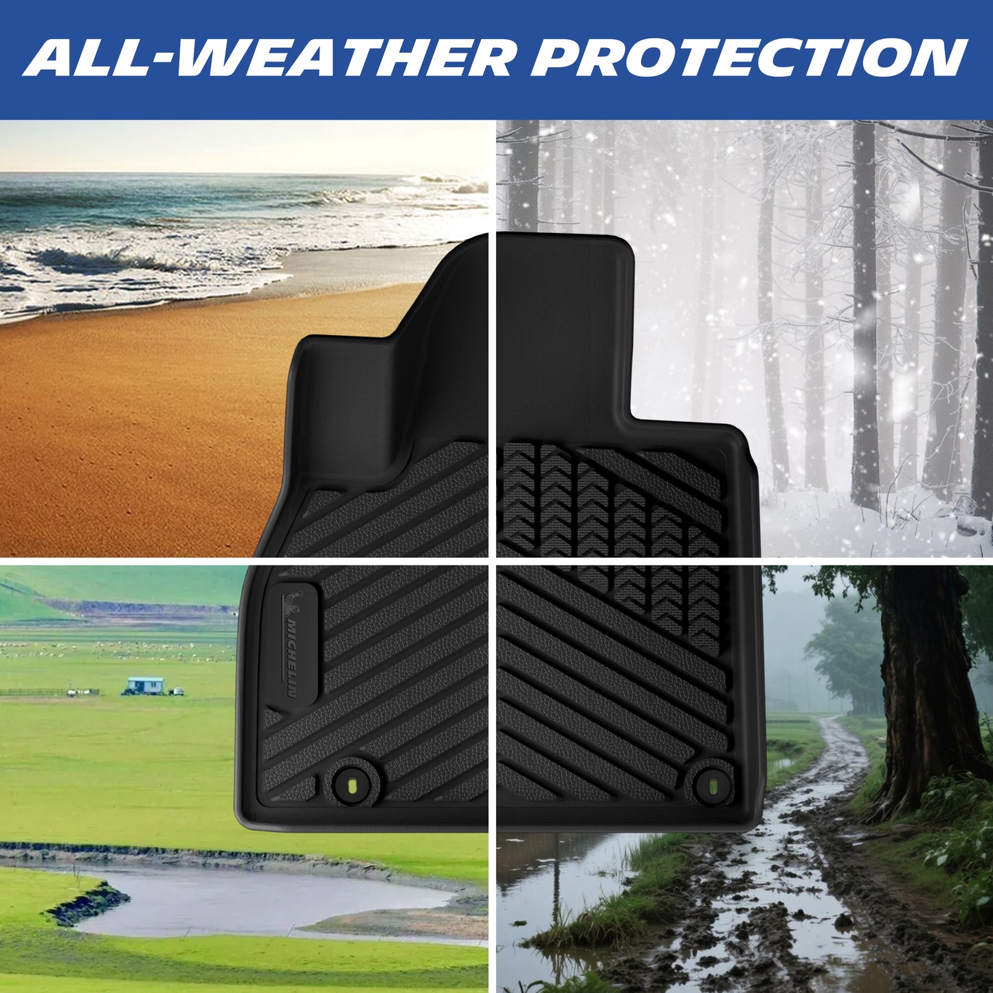 Michelin all-weather TPE floor mats, custom-designed for 2020-2025 Kia Telluride, perfect custom-fit for your vehicle.