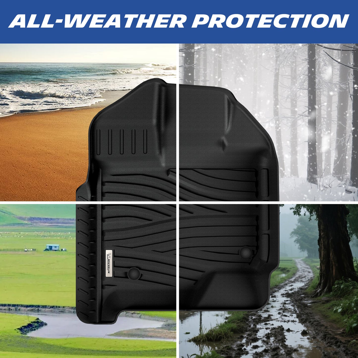 TPE car floor mat all-weather protection graphic for sand, snow, mud & wet road conditions